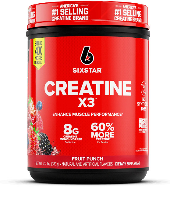 Six Star Pro Creatine X3 BCAA Fruit Punch 2.18LB 30 Servings