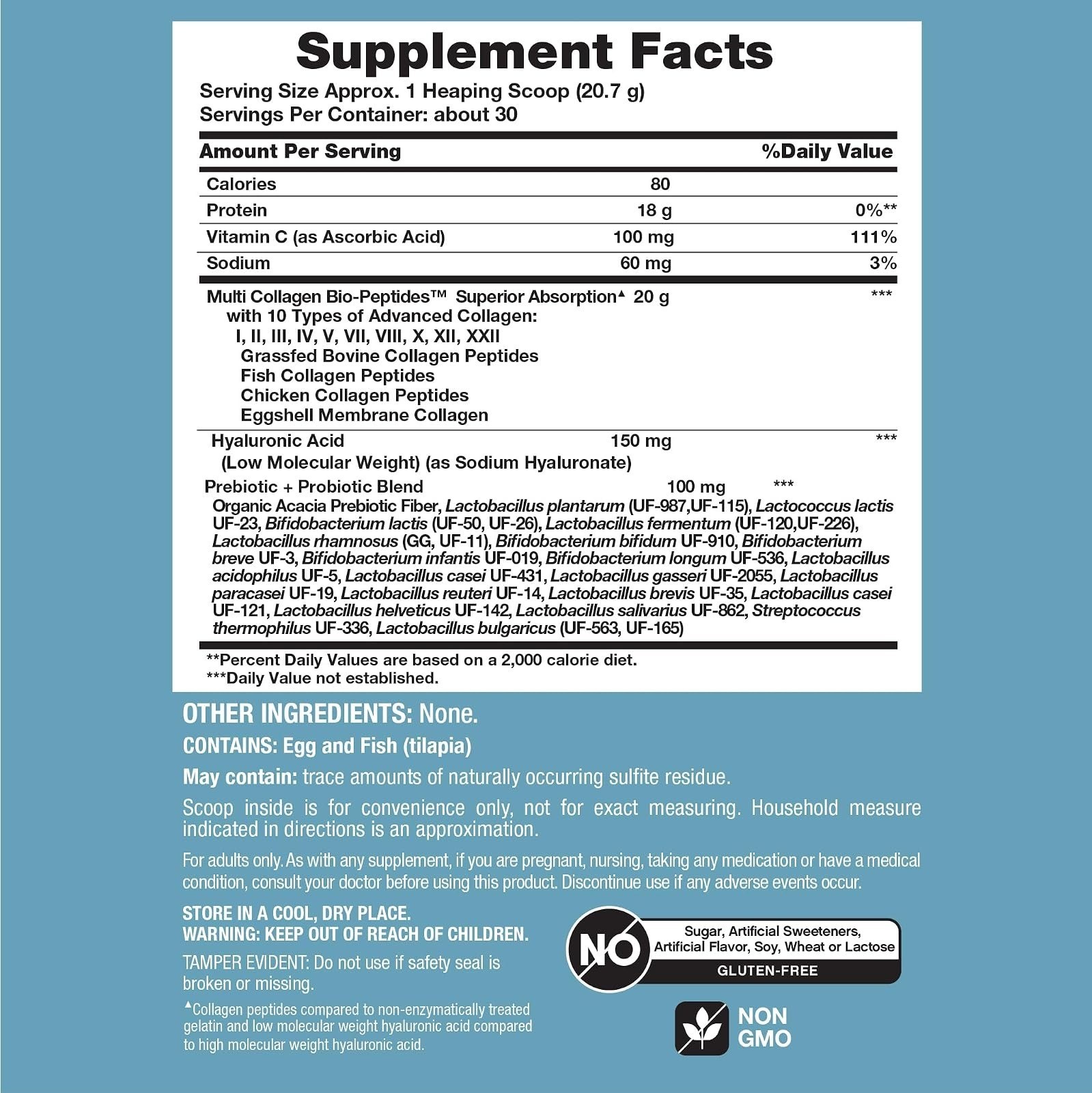NeoCell Multi Collagen Bio-Peptides Powder 22oz with Hyaluronic Acid