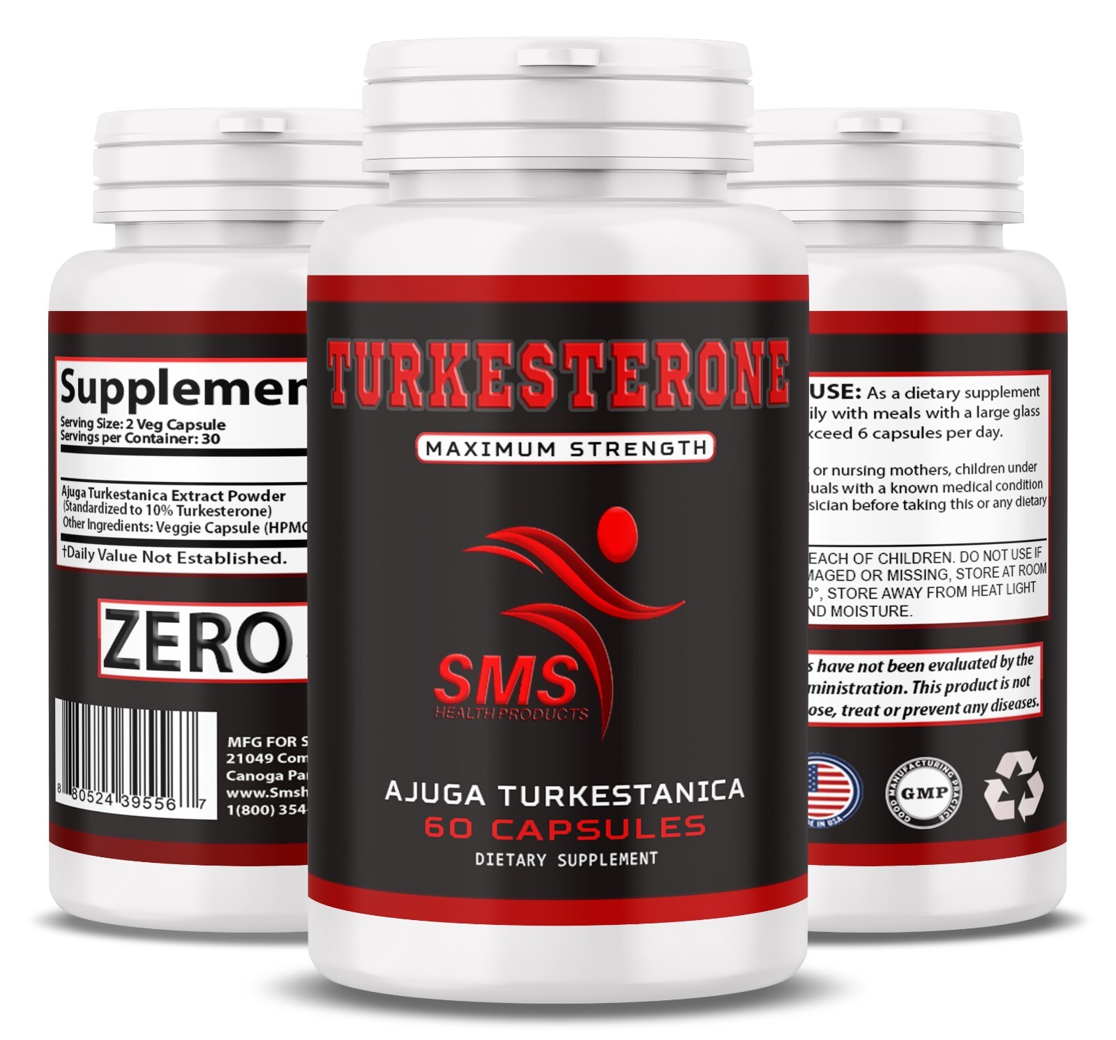 TURKESTERONE 600mg AKA Ajuga Turkestanica Standardized to 10% 180 Veg Capsules