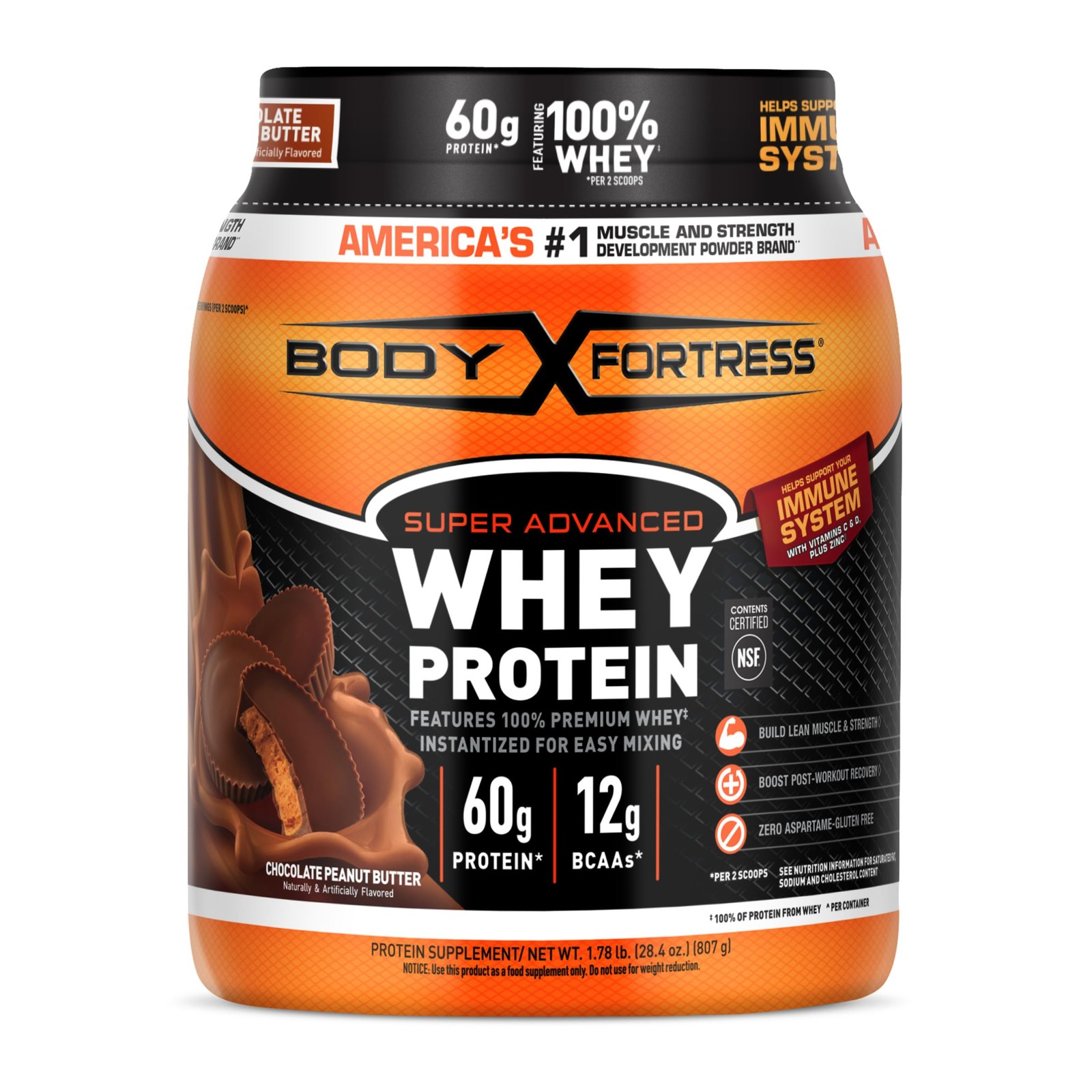Body Fortress 100% Whey, 1.78 Pound (Pack of 1), Chocolate Peanut Butter