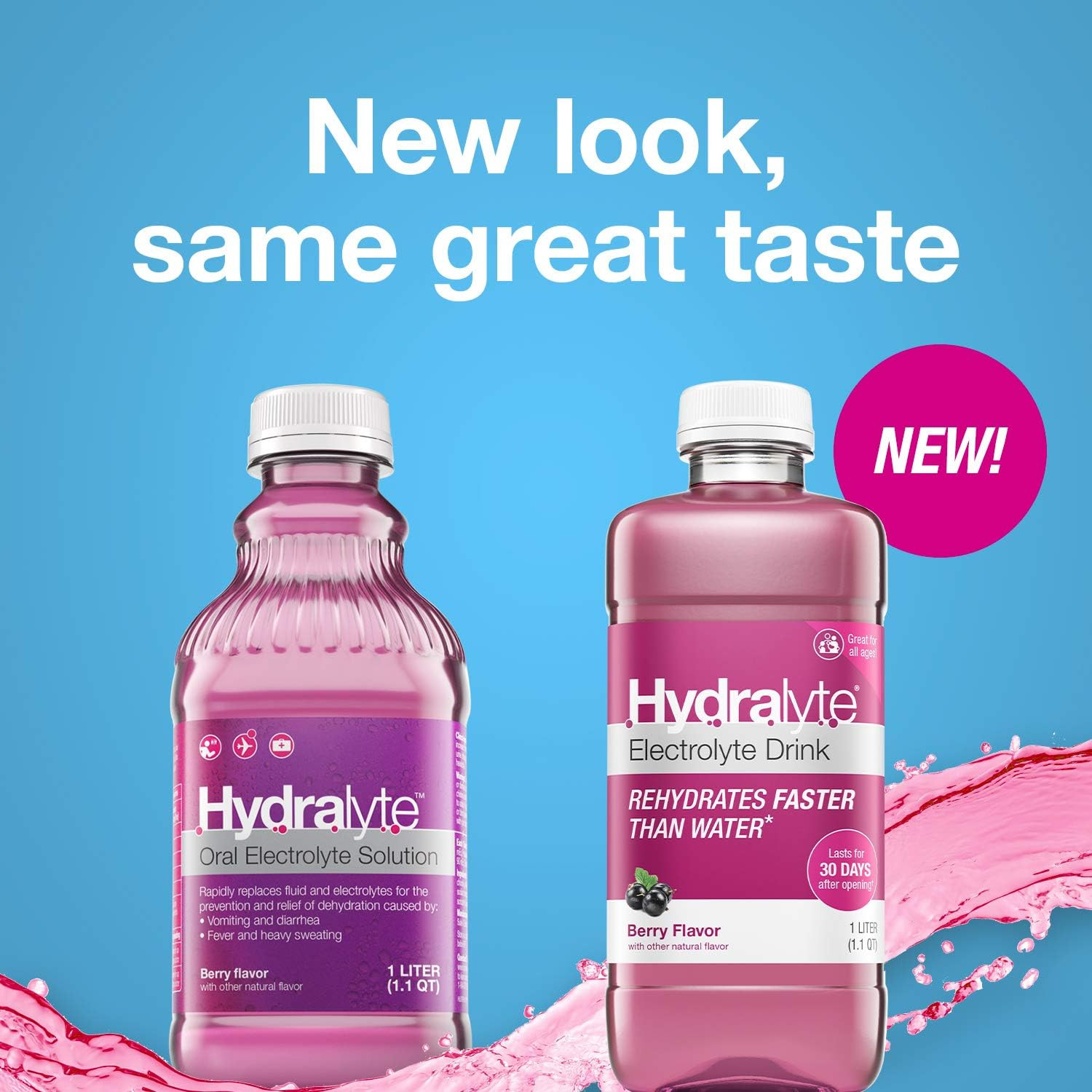 Electrolyte Oral Hydration Ready-To-Drink Solution, Berry, 33.8 Ounce Bottle