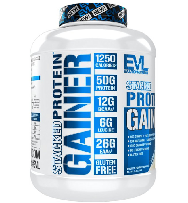 Evlution Nutrition Stacked Protein Gainer, 50 Grams Whey Protein Powder Complex,