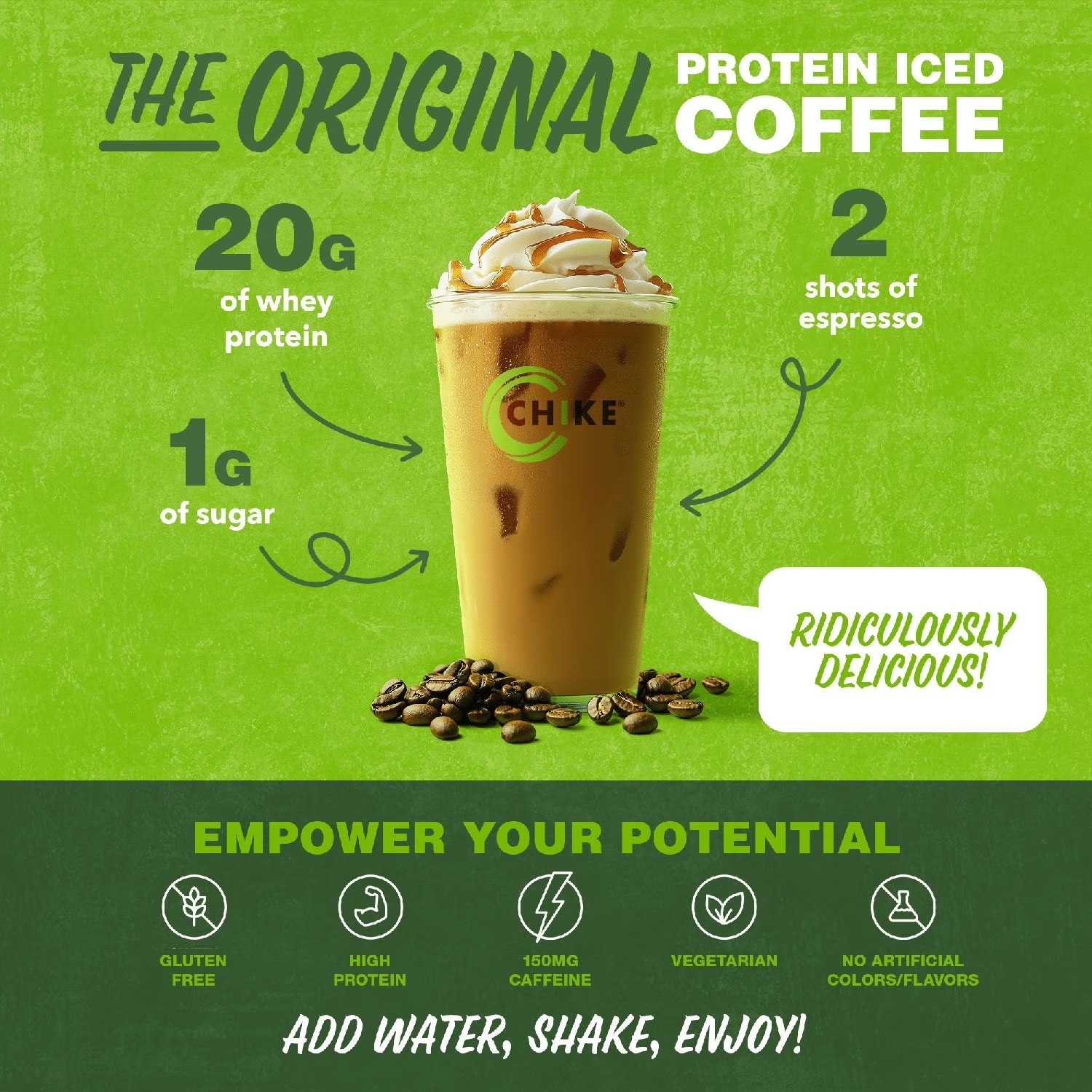 Chike Iced Coffee 20g Whey Protein Powder Mocha 27.1 Oz. EXP 04/10/2028 New