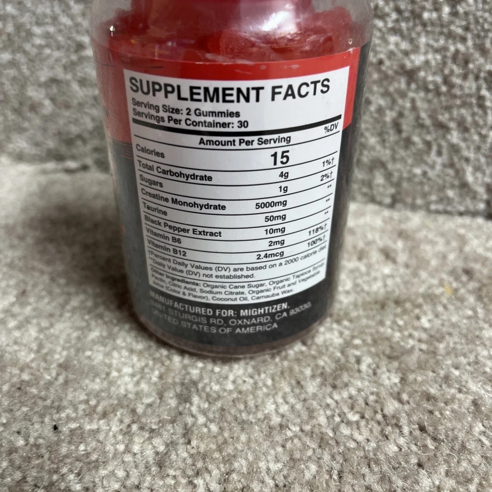 Mightizen Creatine Monohydrate Gummies Qty 60 Exp 2/27 Sealed
