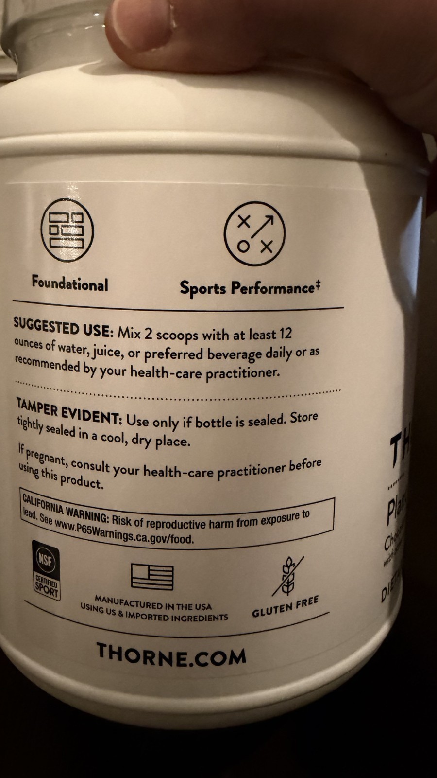 Thorne Plant Protein Chocolate Flavored 23.8oz 40 Scoops 20 Servings exp 04/27