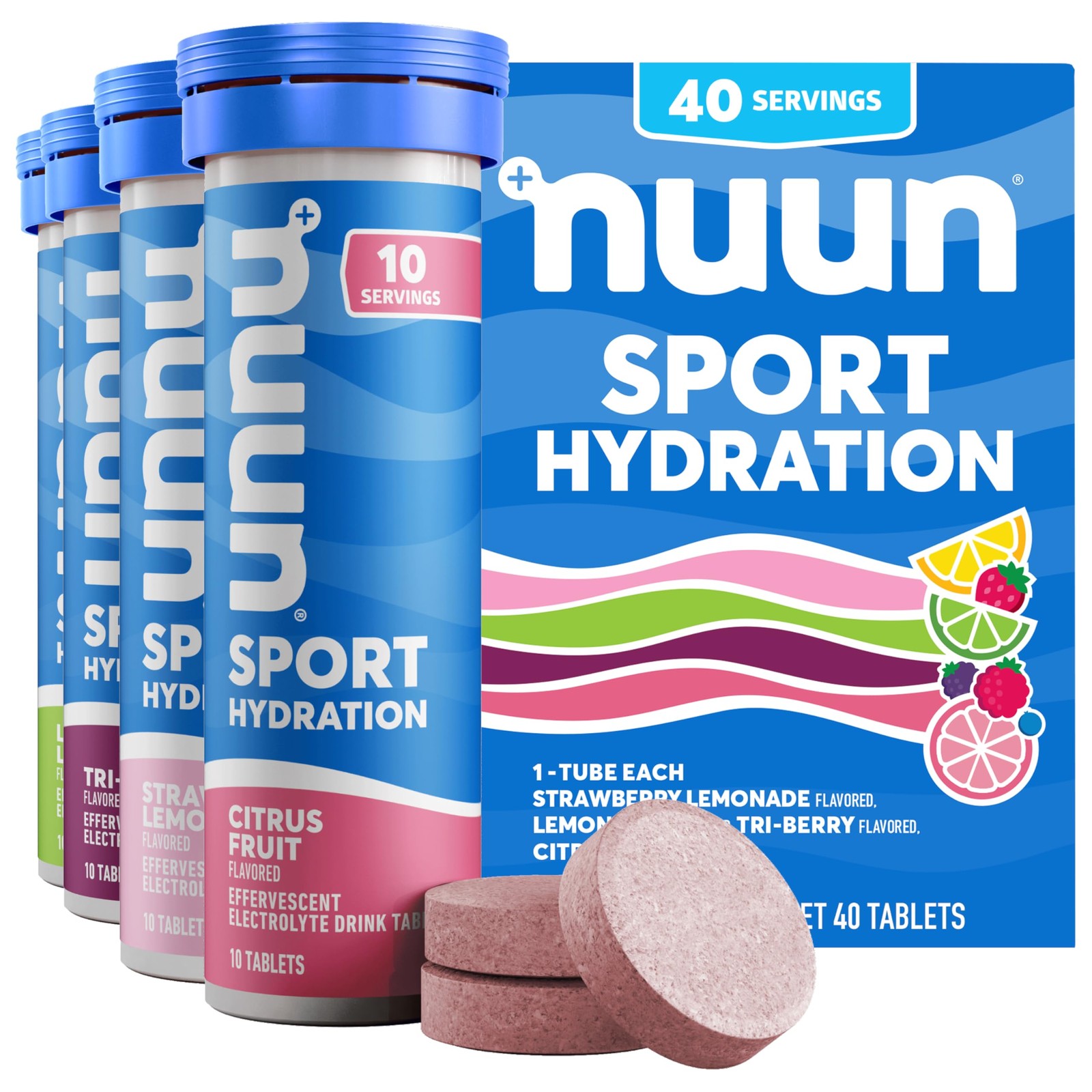 Nuun Sport Electrolyte Tablets, Gluten Free & Vegan, 40 Count (Pack of 1)
