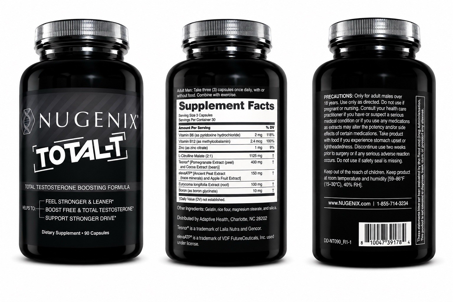 Nugenix Total-T Testosterone Booster B6 B12 Zinc L-Citrulline Boron 90 Caps