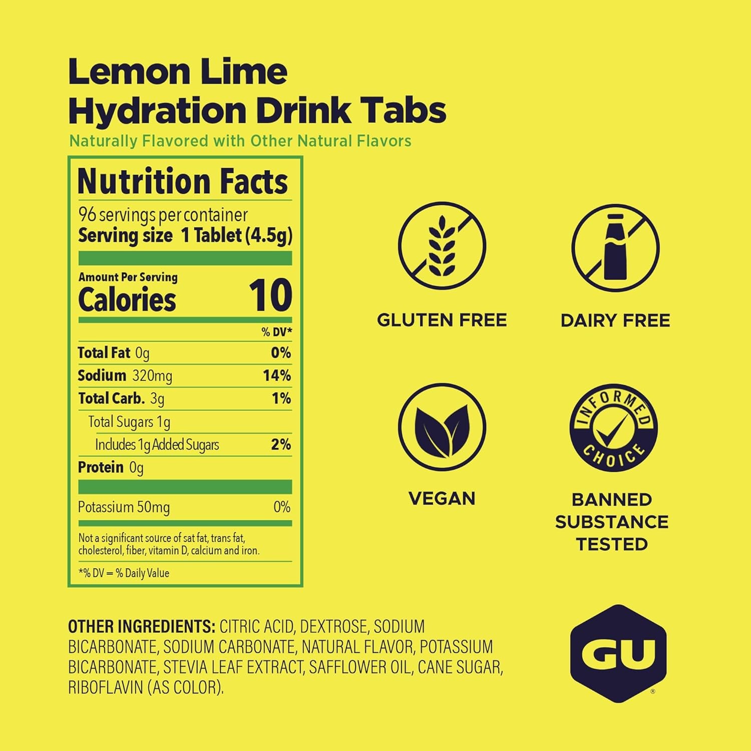 GU Energy Hydration Electrolyte Drink Tablets 8-Count 96 Servings Lemon