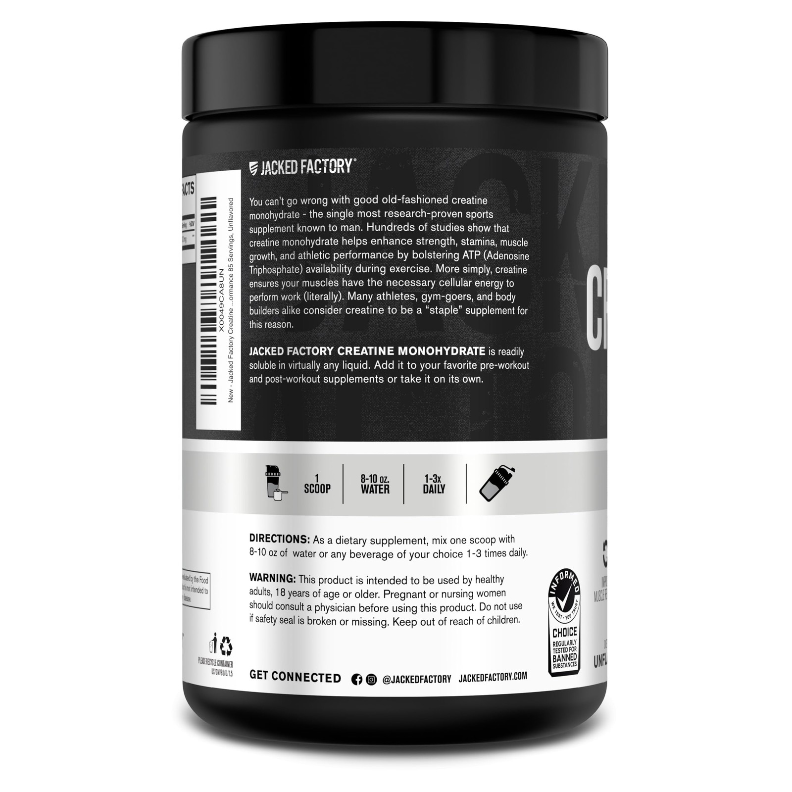 Creatine Monohydrate Powder 425g – 5g Daily Creatine Supplement for Men and W…