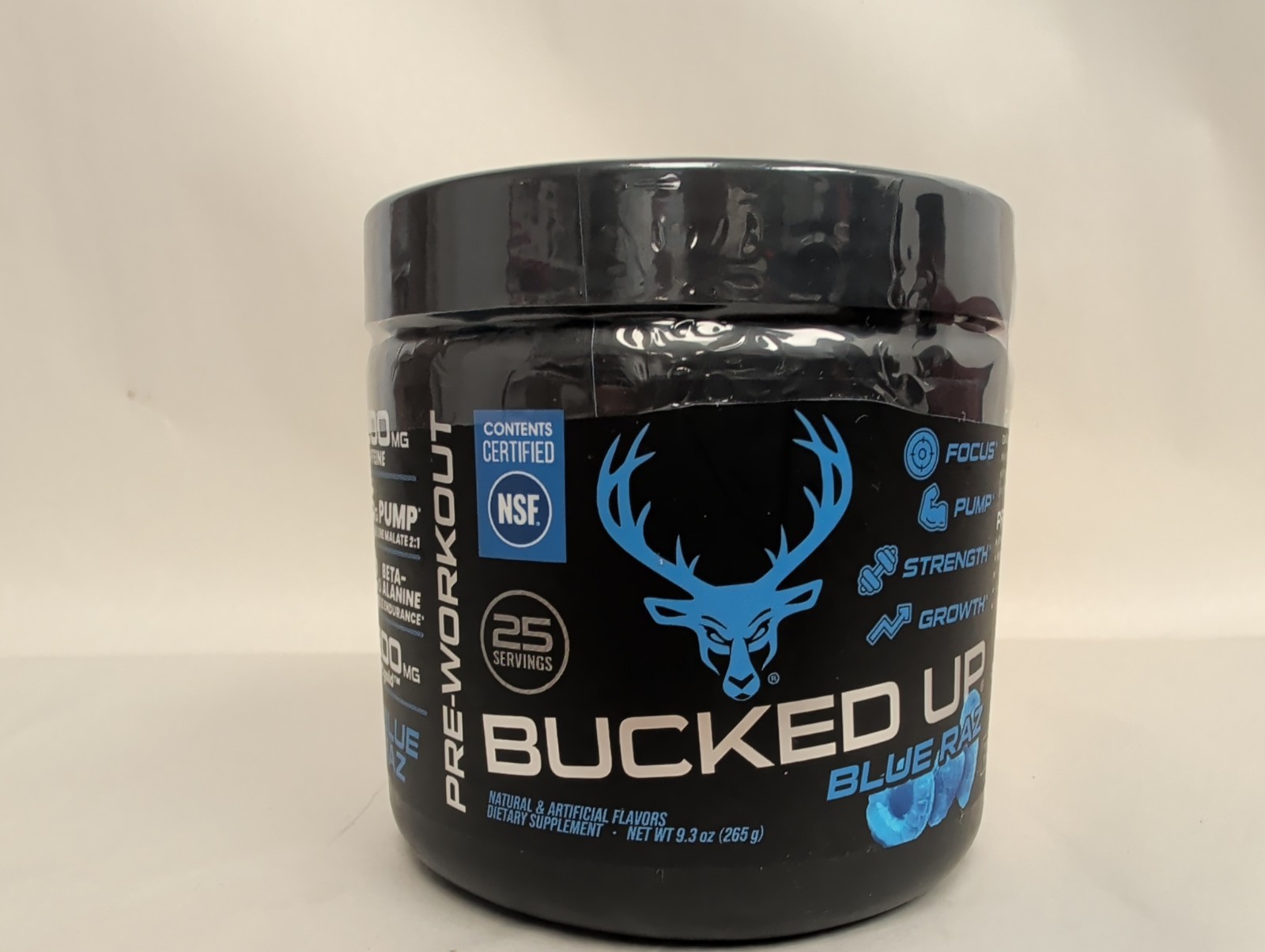 Bucked Up Pre-Workout Powder with 200mg Caffeine – Blue Raz (25 Servings)