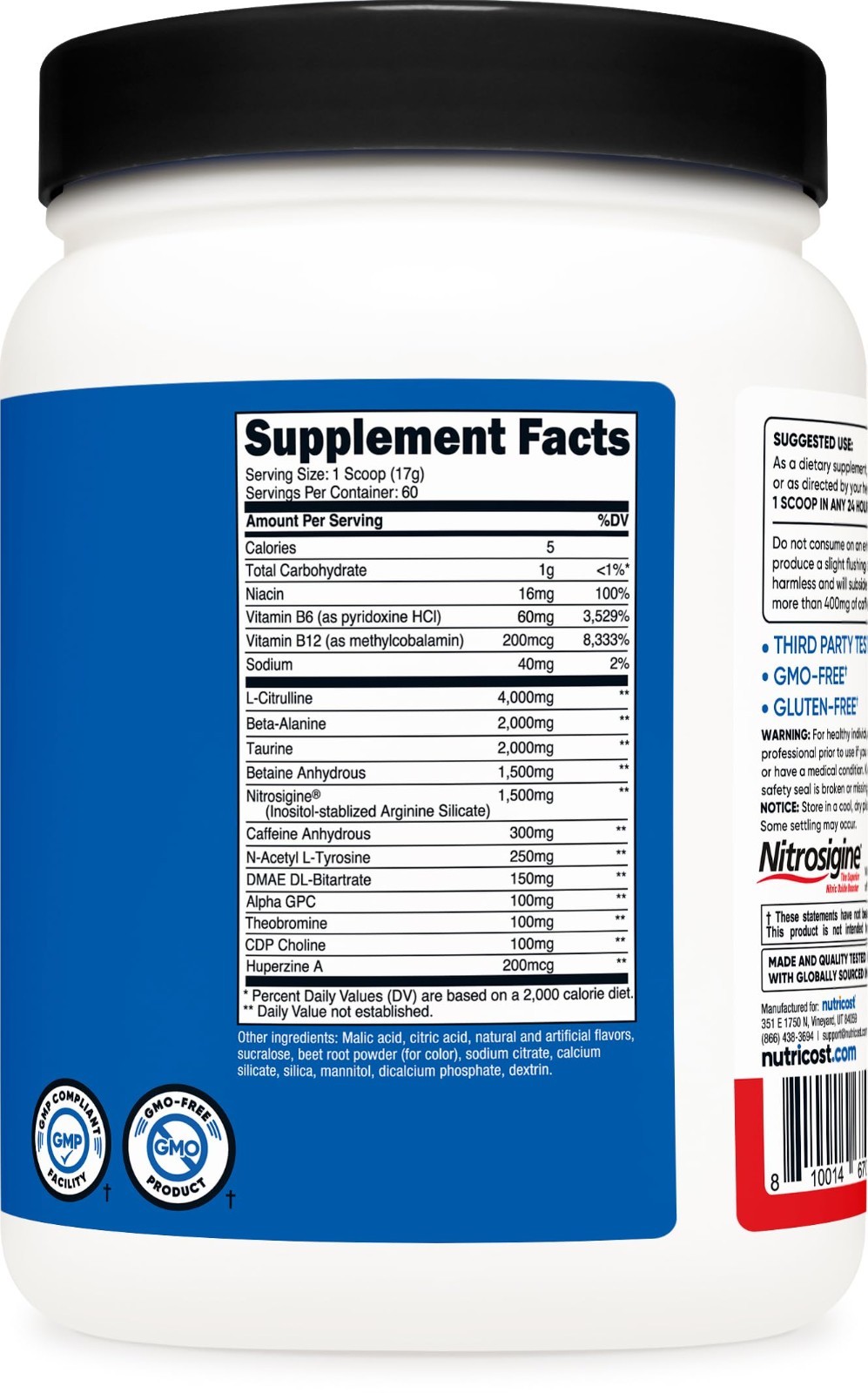 Pre-Workout Complex Powder – Fruit Punch, 60 Servings, Vegetarian, Gluten-Free,