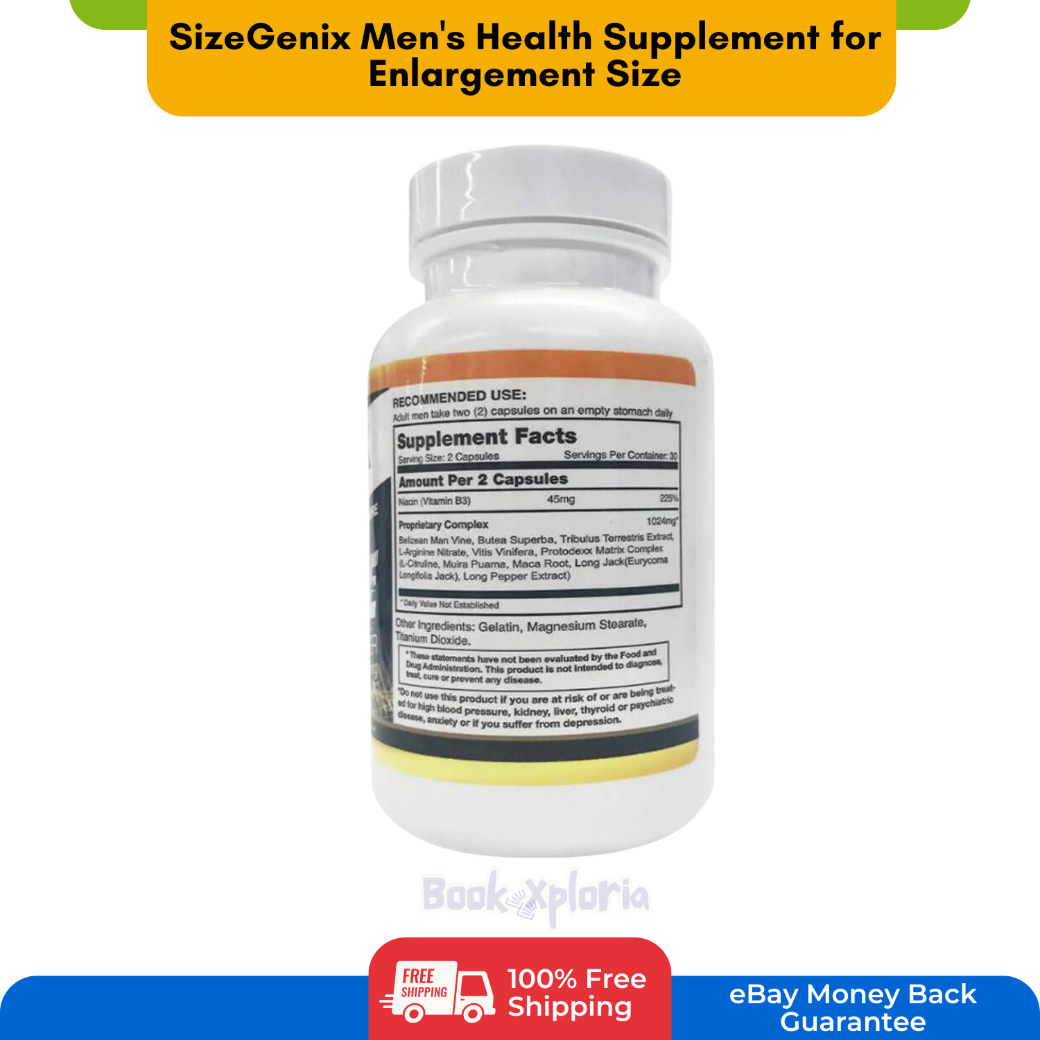 SizeGenix 60 Tabs Men’s Health Supplement for Enlargement Size SHIP FROM US FREE