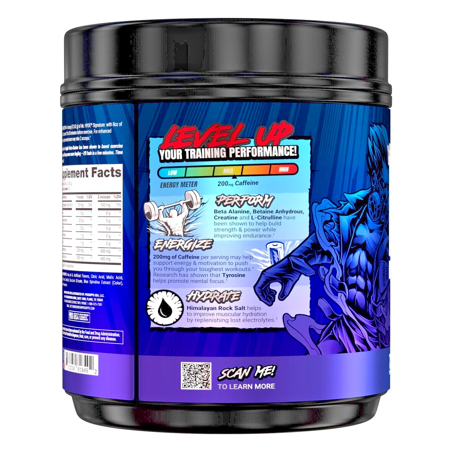 PROSUPPS MR HYDE PRE WORKOUT USA PRE WORK PRO SUPPS SIGNATURE CREATINE 72 SERV ~