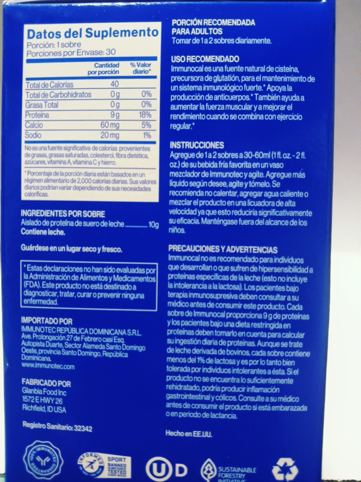 Immunocal Classic Blue Regular Glutathione Precursor * 30 Pouches by Immunotec
