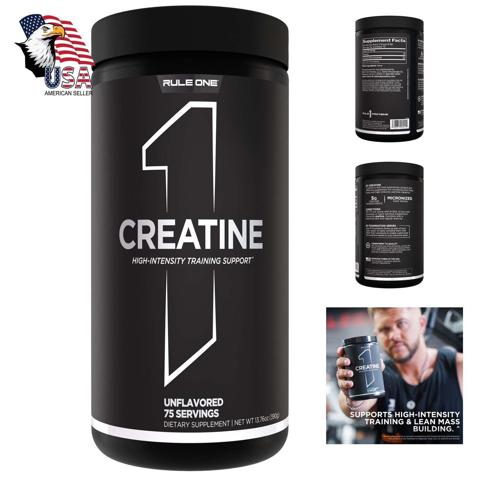 Rule 1 Proteins Creatine Powder Unflavored 75 Servings