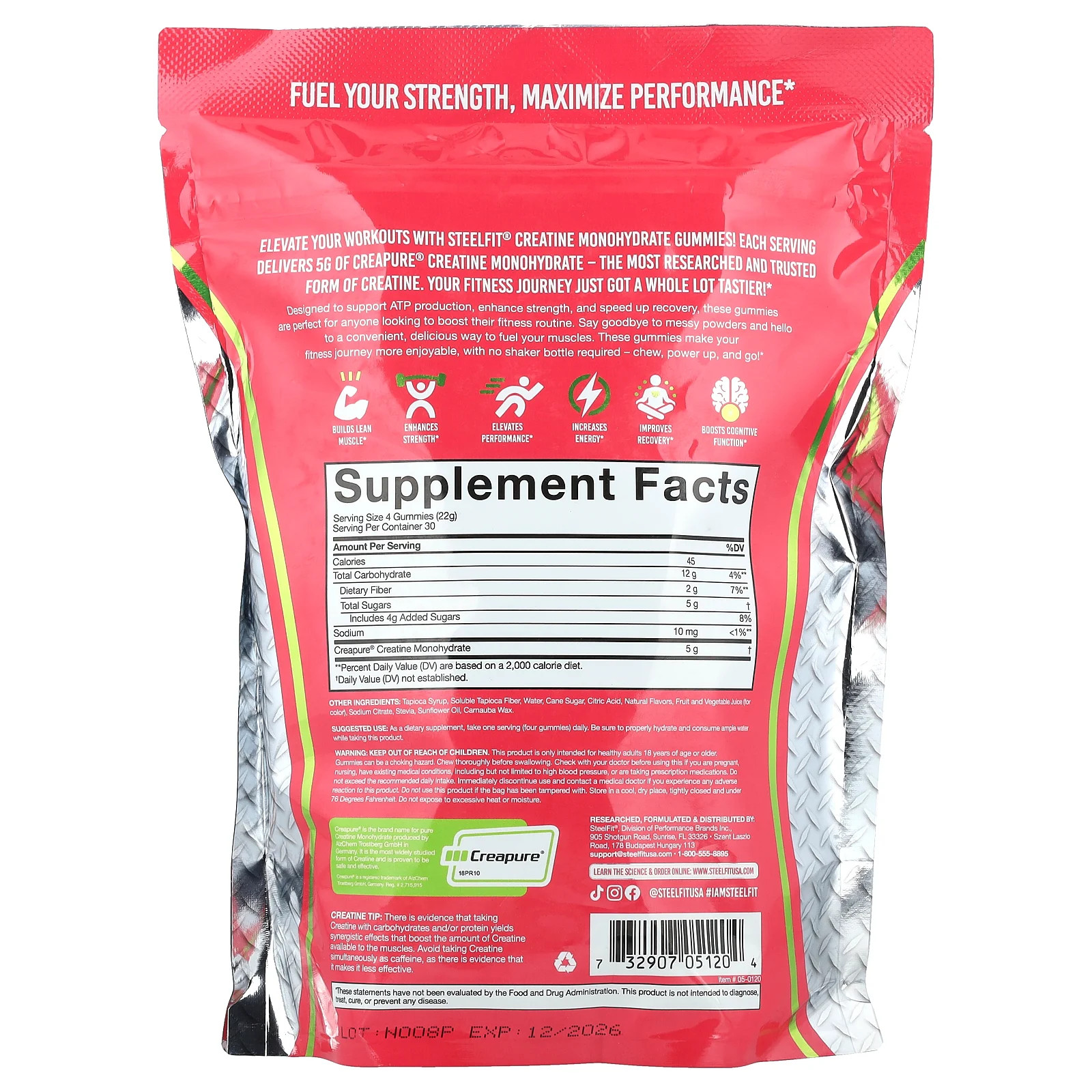 Creatine Monohydrate Gummies, Juicy Watermelon, 120 Gummies