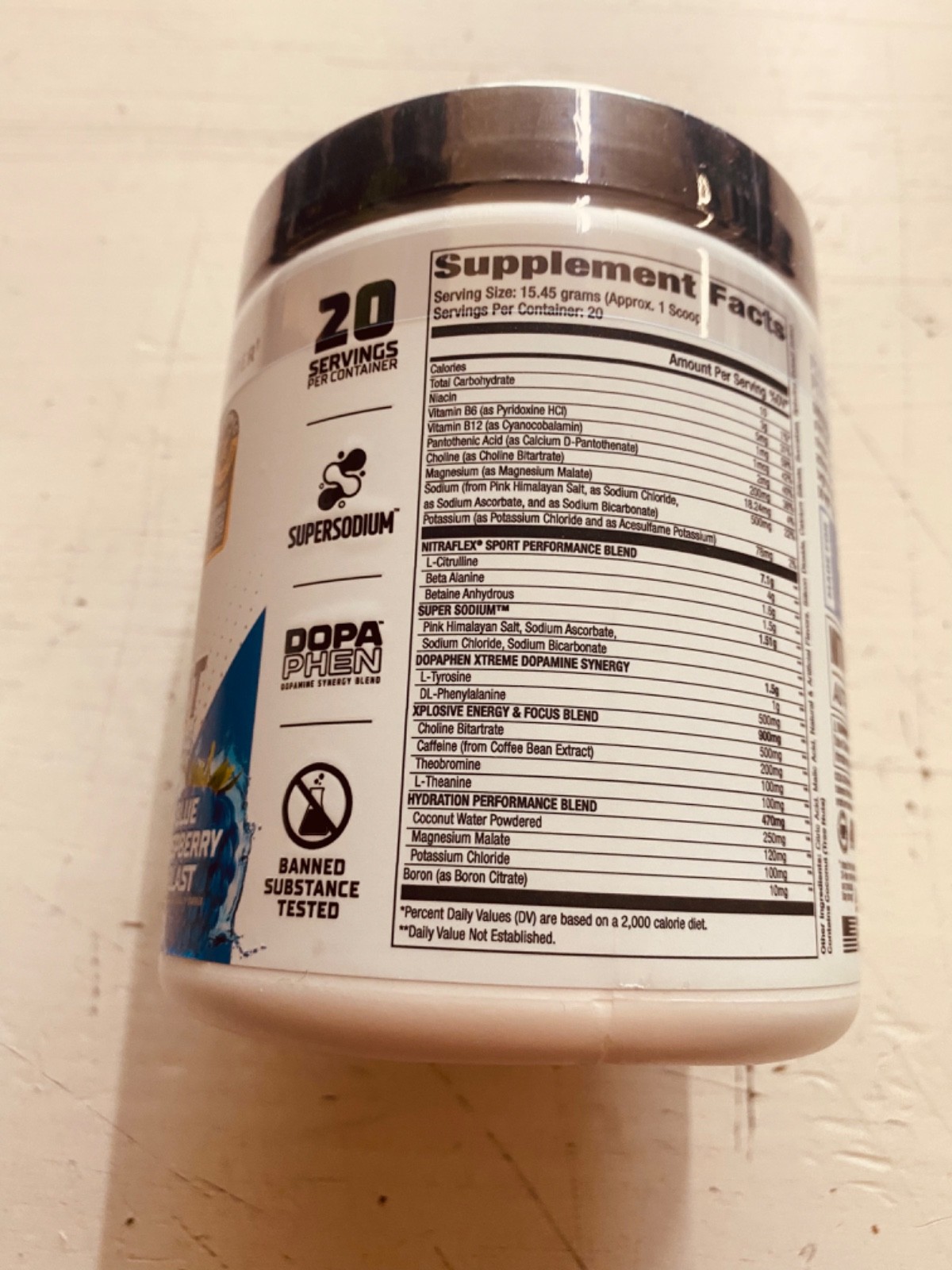 Nitraflex Sport Pre-Workout Powder 20 Servings Blue Raspberry Blast-EXP:07/2027