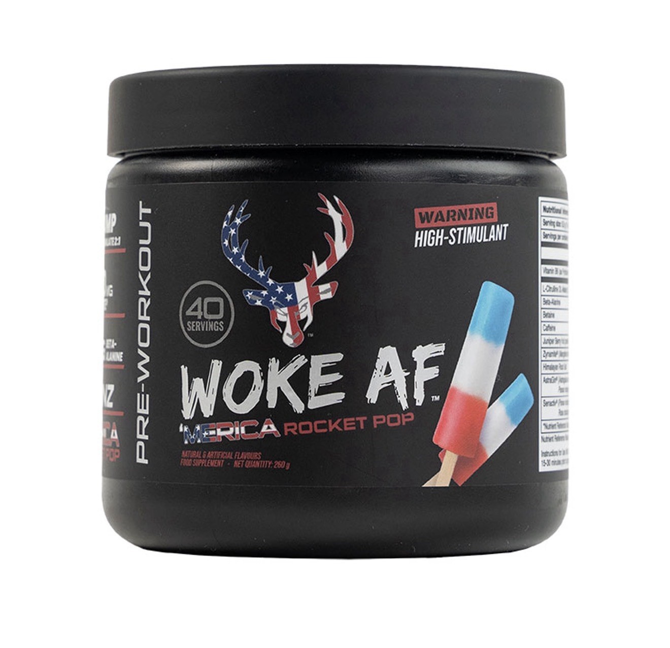 BUCKED UP WOKE AF ROCKET POP HIGH STIMULANT PRE-WORKOUT Energy 40 Servings