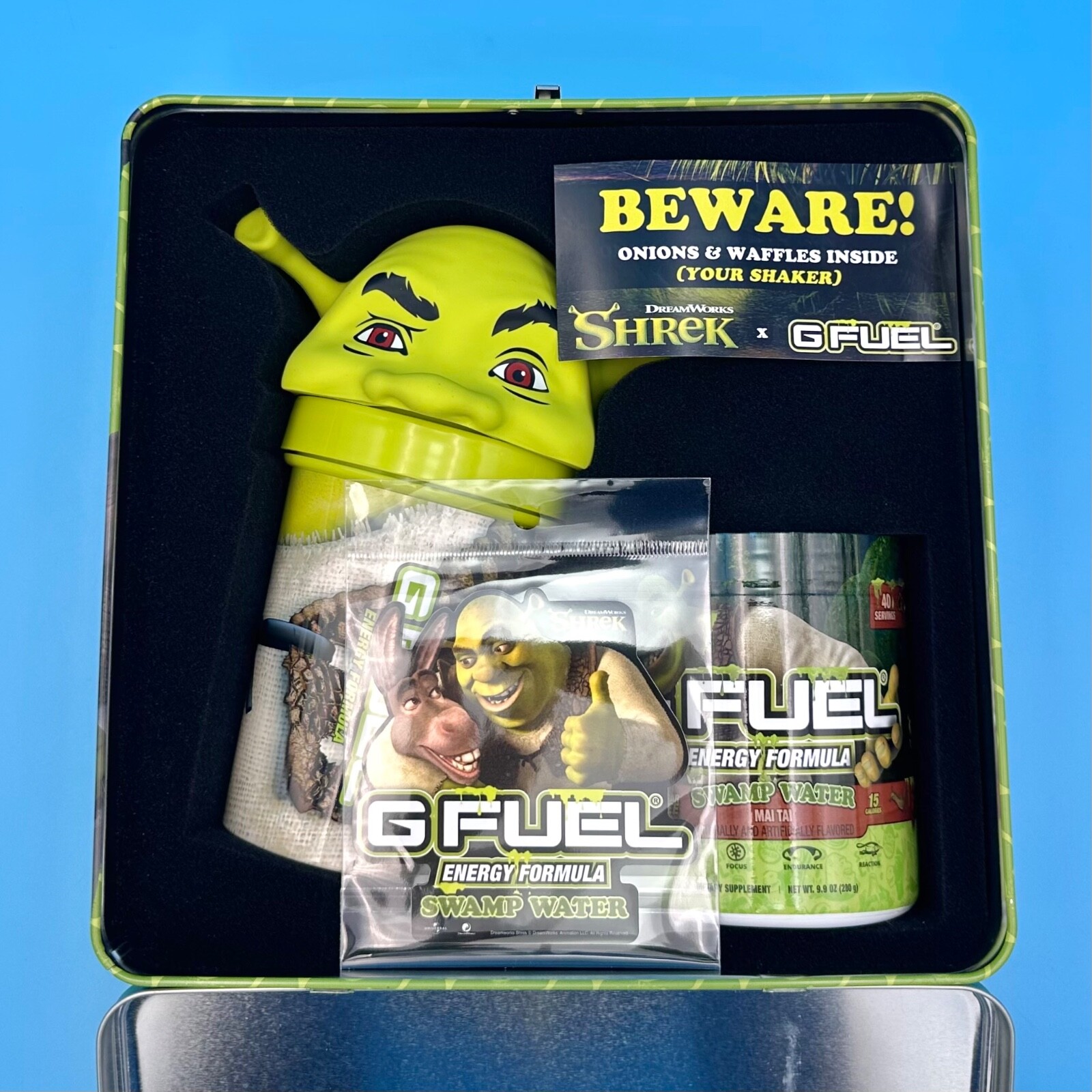 G Fuel Resident Evil 4 Leon Las Plagas Collector’s Box + Tall Metal Shaker Cup