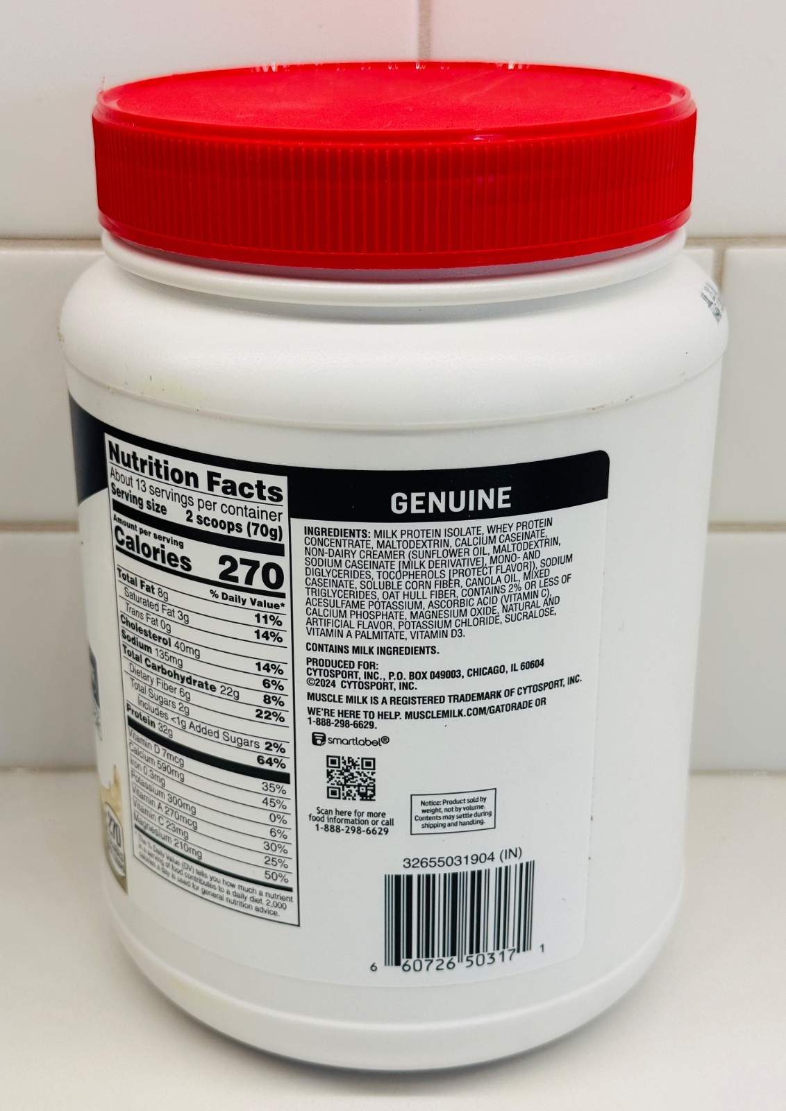 Muscle Milk Genuine Protein Powder Vanilla Creme 32G Protein 30.9 OZ 1.93 LB New