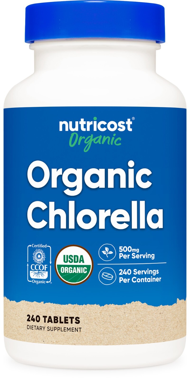 Nutricost Organic Chlorella 500mg, 240 Tablets – Gluten Free, Non-GMO