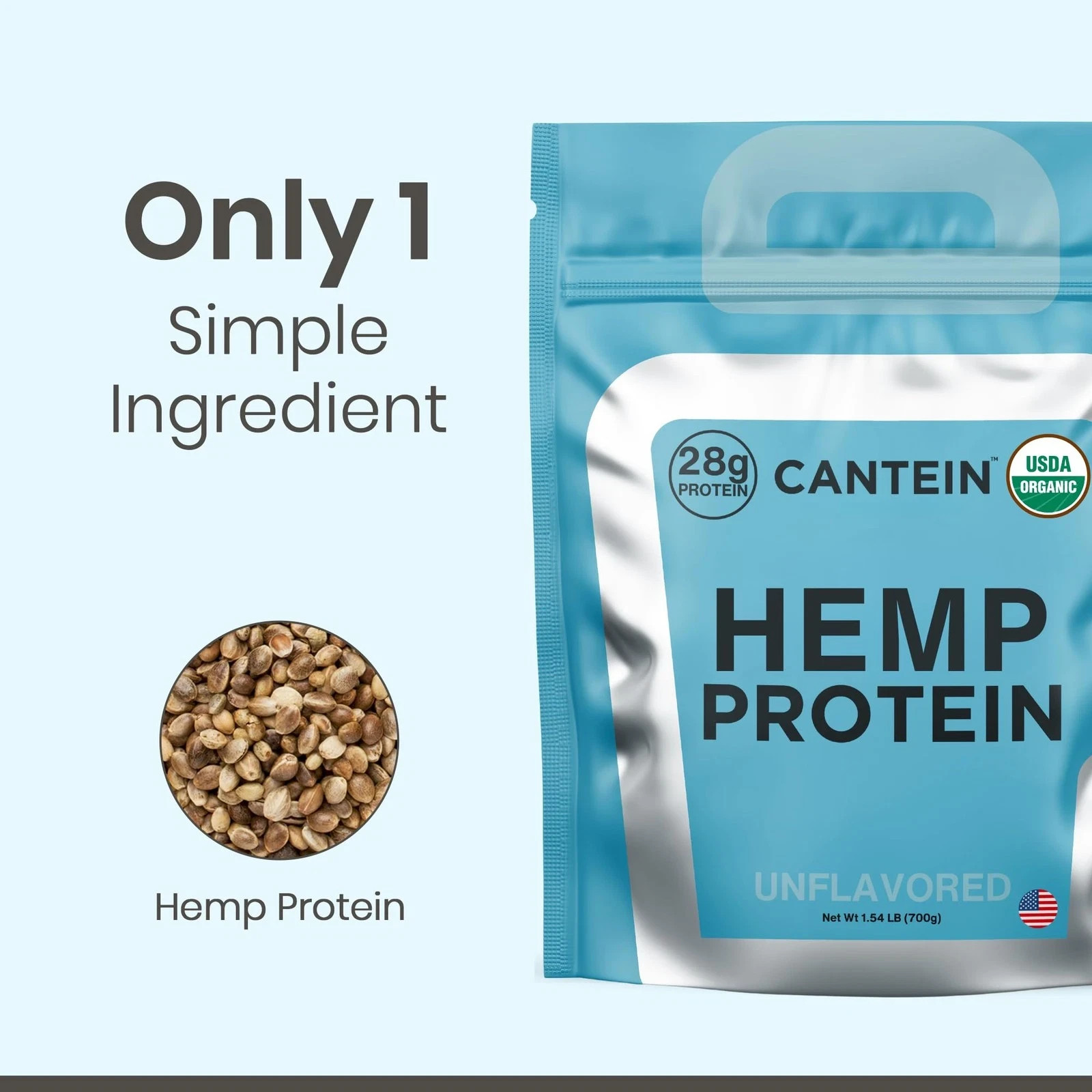Cantein Organic Hemp Protein Vegan Protein Powder Clean Plant Based Protein P…