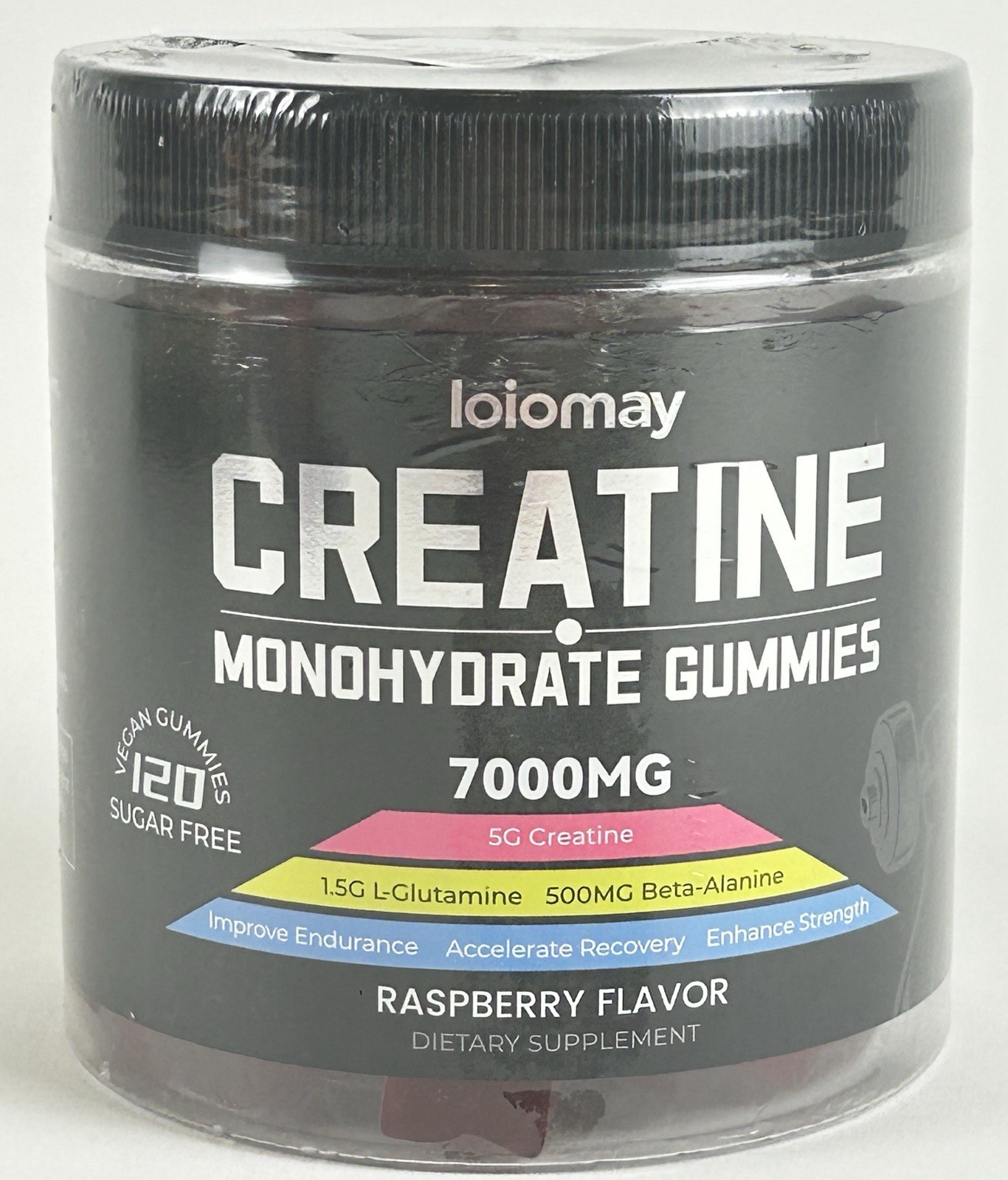 Creatine Monohydrate Gummies 7000mg Raspberry Sugar Free Vegan 120 Count