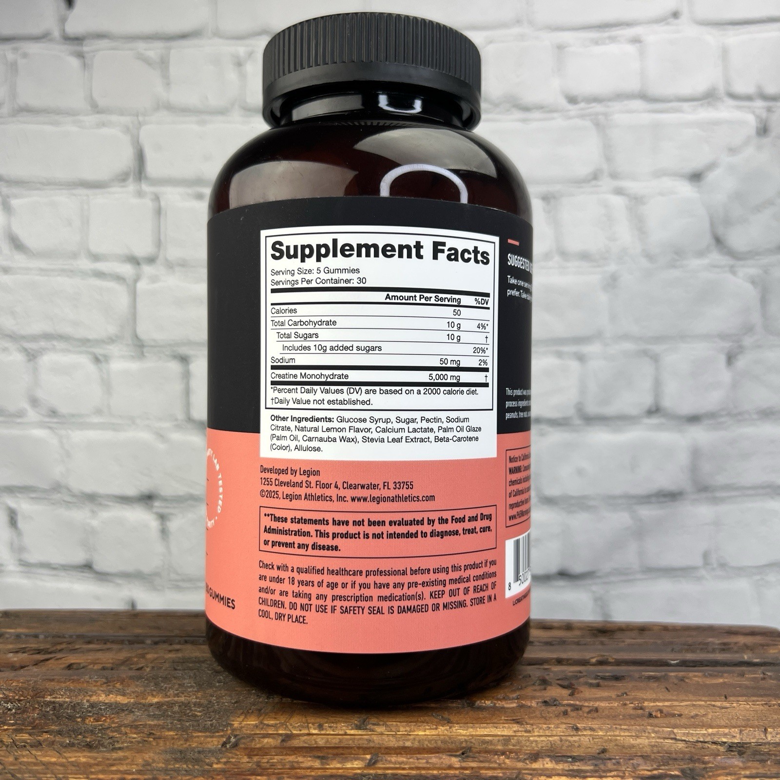 Legion Creatine Monohydrate Gummies Lemon Drop 5000mg 30 Day Supply