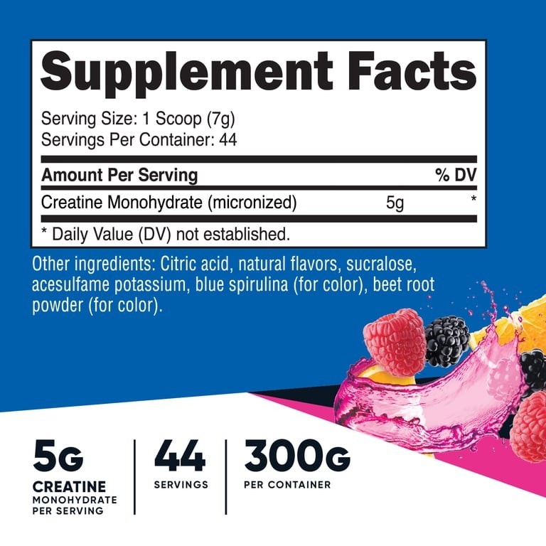 Nutricost Creatine Monohydrate Powder (Shaq’s Berry Blast, 300 Gram) – GMO-Free