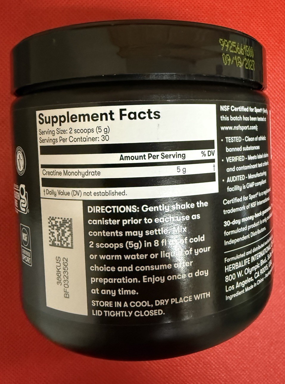 Herbalife Creatine Monohydrate 5.3oz Unflavored to Support Muscle Ex 9/27
