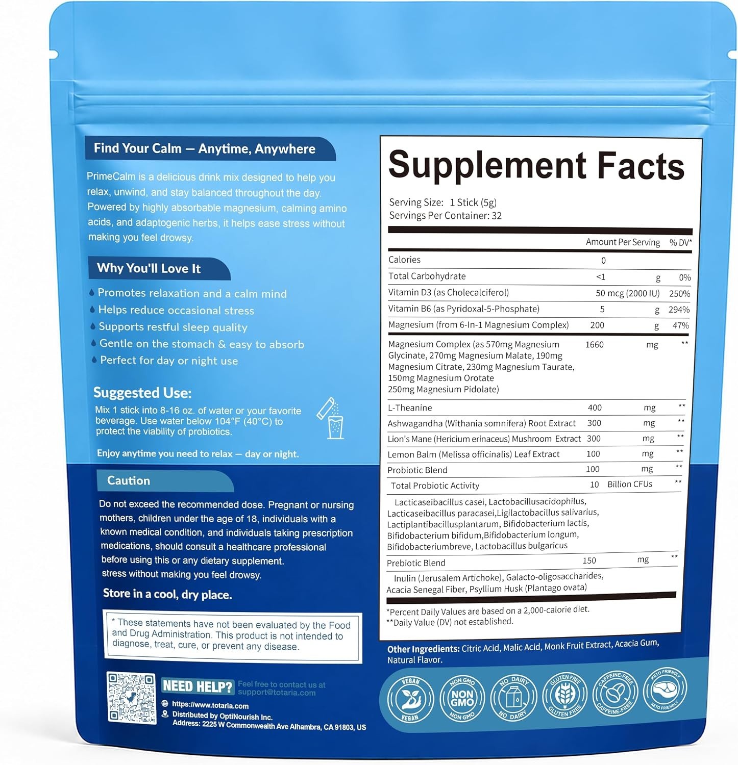 PrimeClam Drink Mix | Cortisol Reducer* Stress Mood & Sleep Aid with Magnesium