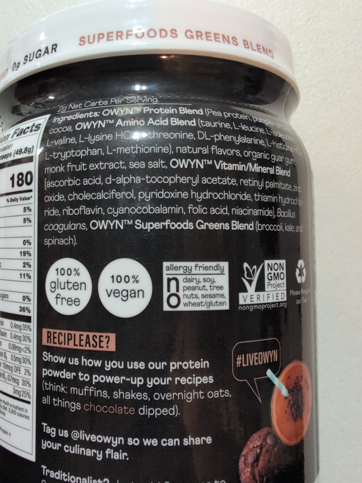 Owyn 30g Plant Protein Zero Sugar Elite PRO 1.32Lb Chocolate 8/27 Factory Sealed