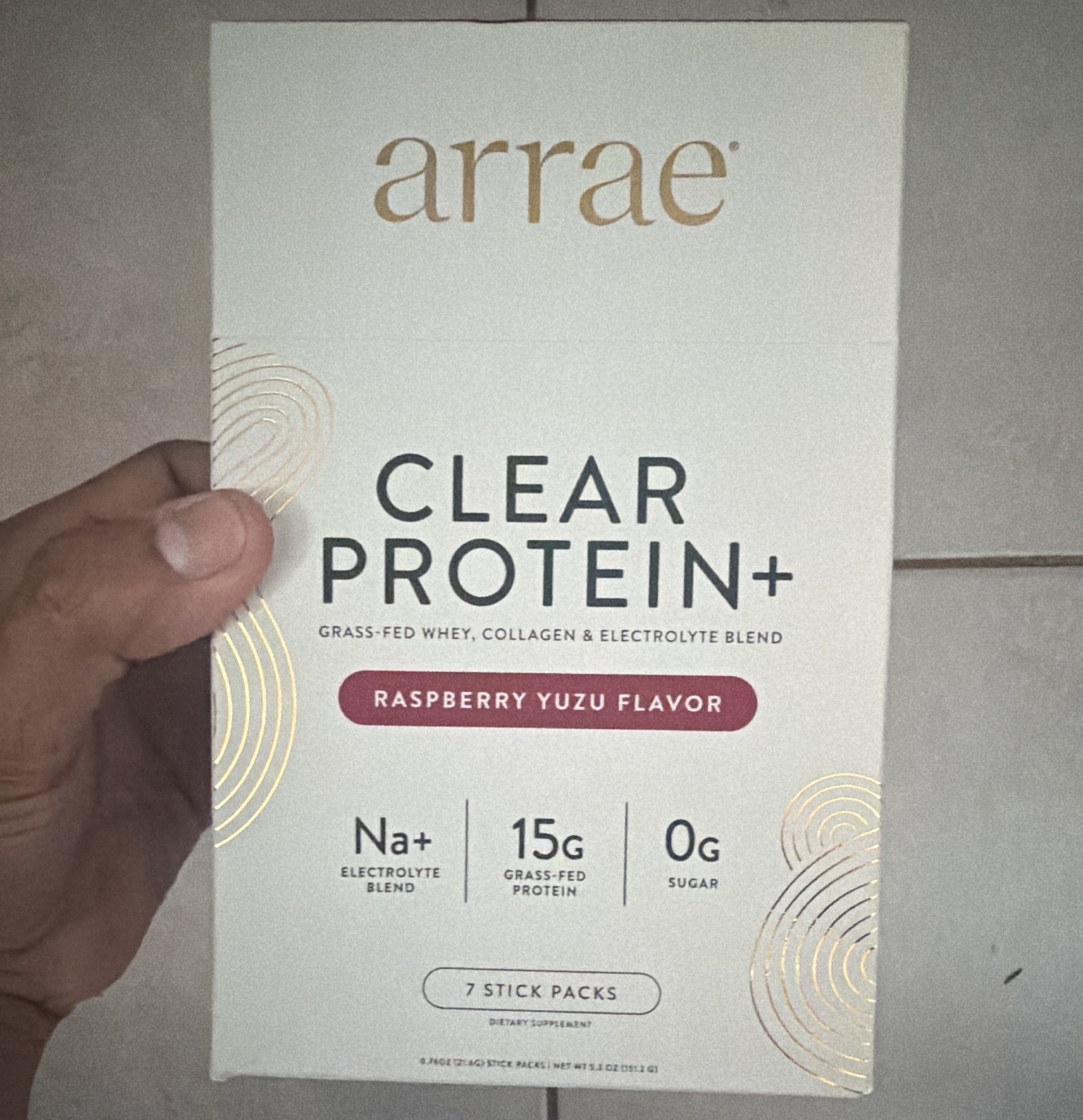 arrae Clear Protein+ Powder Collagen Whey Electrolytes Raspberry Yuzu 7 Packs