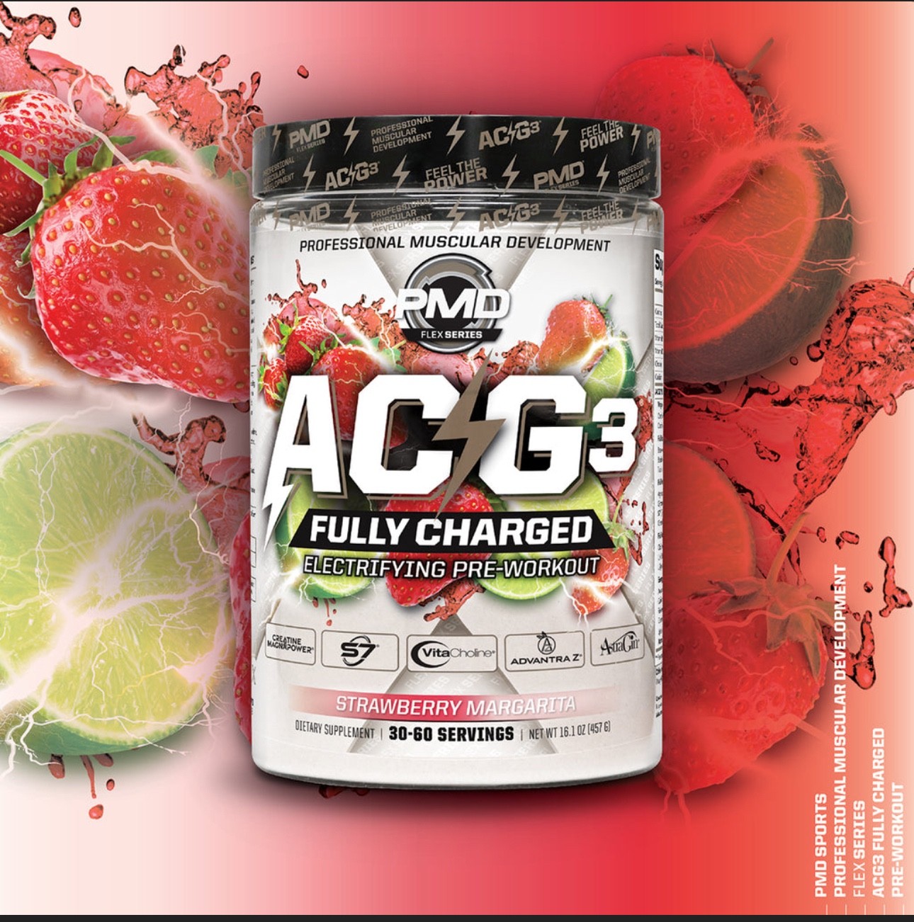 PMD ACG3 Fully Charged Pre-Workout – Strawberry Margarita (30 Servings)