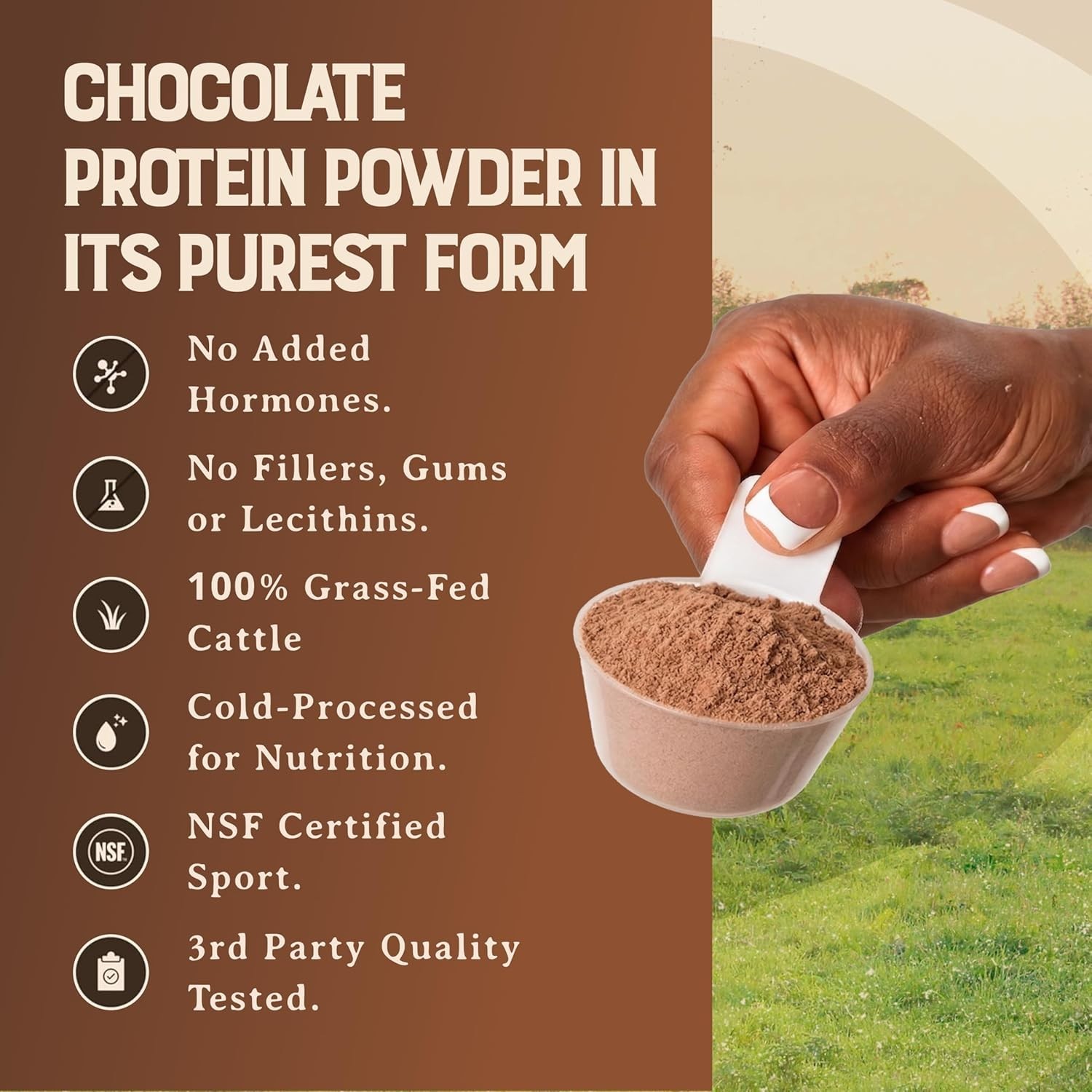 Heart & Soil Grass-Fed Whey Protein Powder Chocolate Sea Salt 25g Protein 2.84 l