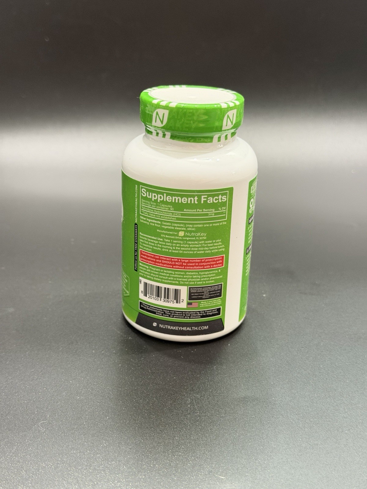 NutraKey Yohimbine HCL 3mg Weight Loss & Libido Support – 90 Capsules NEW