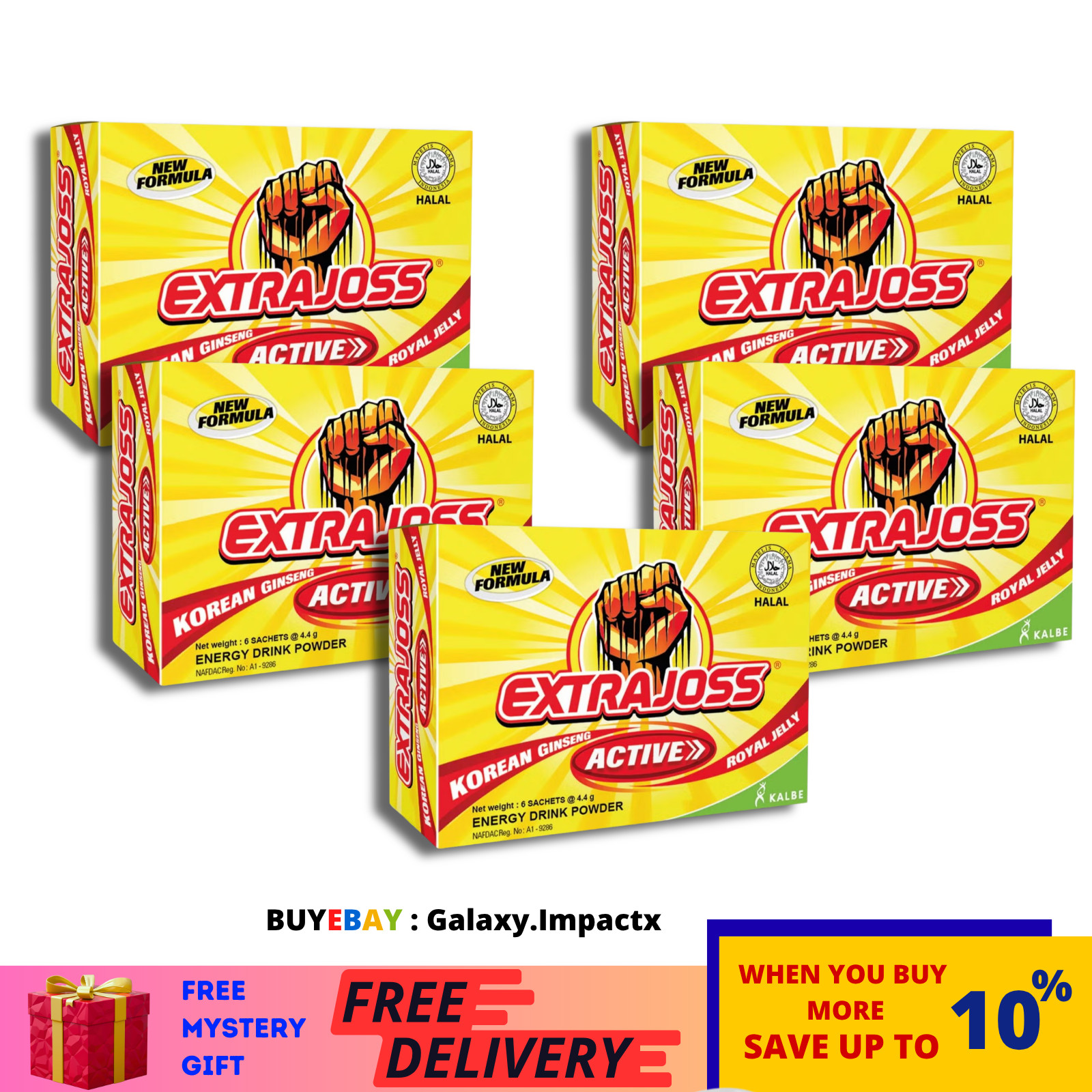 5 X EXTRA JOSS Active Flavour Energy Drink Powder Boost Stamina