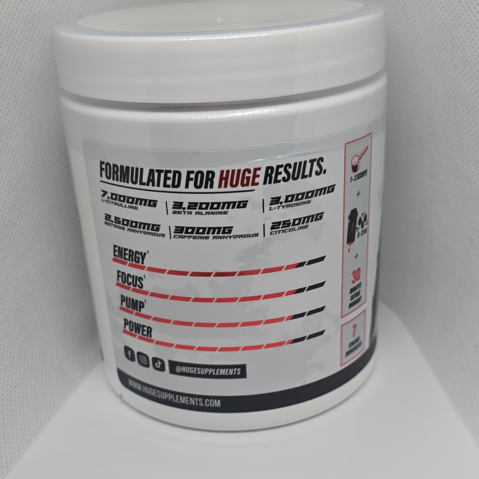 Huge Supplements Pre-Workout Powder Strawberry Kiwi L-Citrulline Beta Alanine