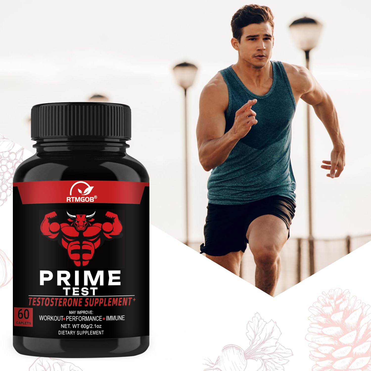 2 PCS PRIME LABS TESTOSTERONE Booster Test Natural Stamina Endurance 60Caplets