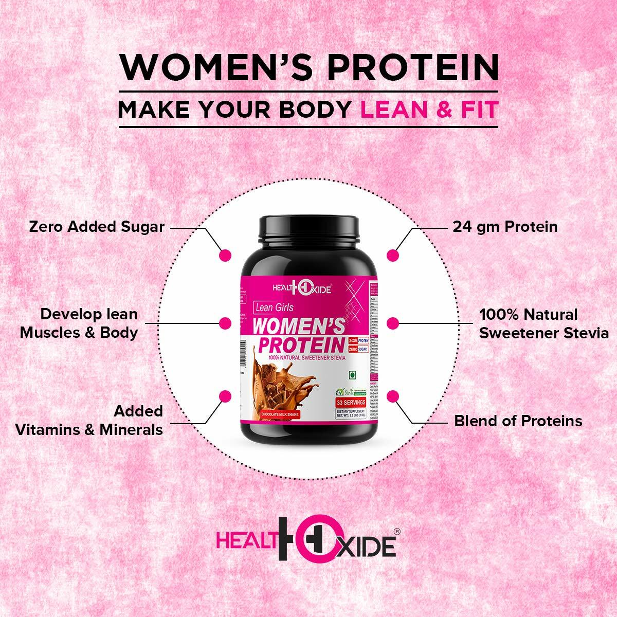 HealthOxide Women Protein with 100% Natural Sweetener Stevia – 1 kg (Milk Chocol