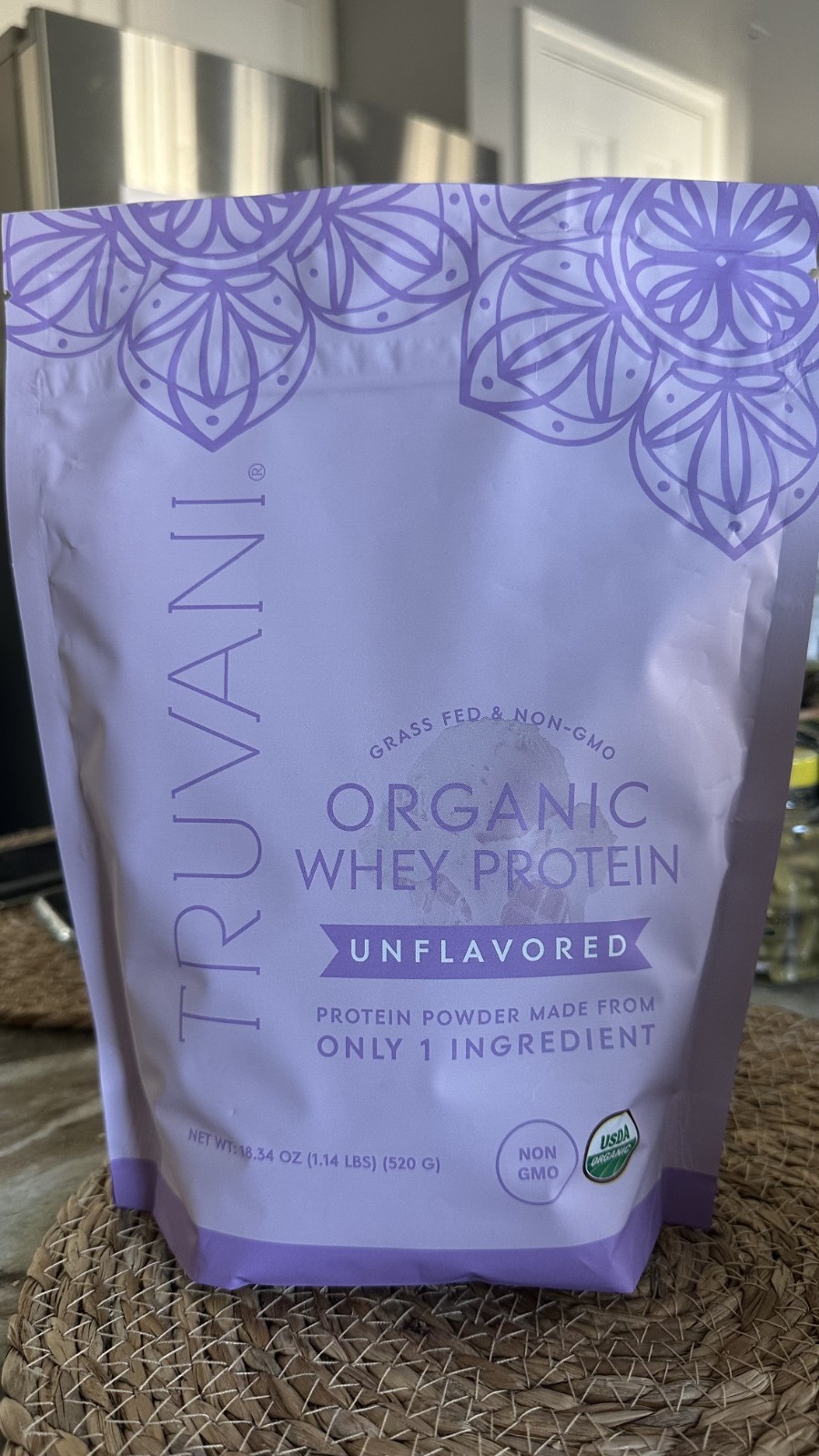 Truvani Organic Plant Protein Powder, Unflavored , 20 g Grass Feed Whey Protein