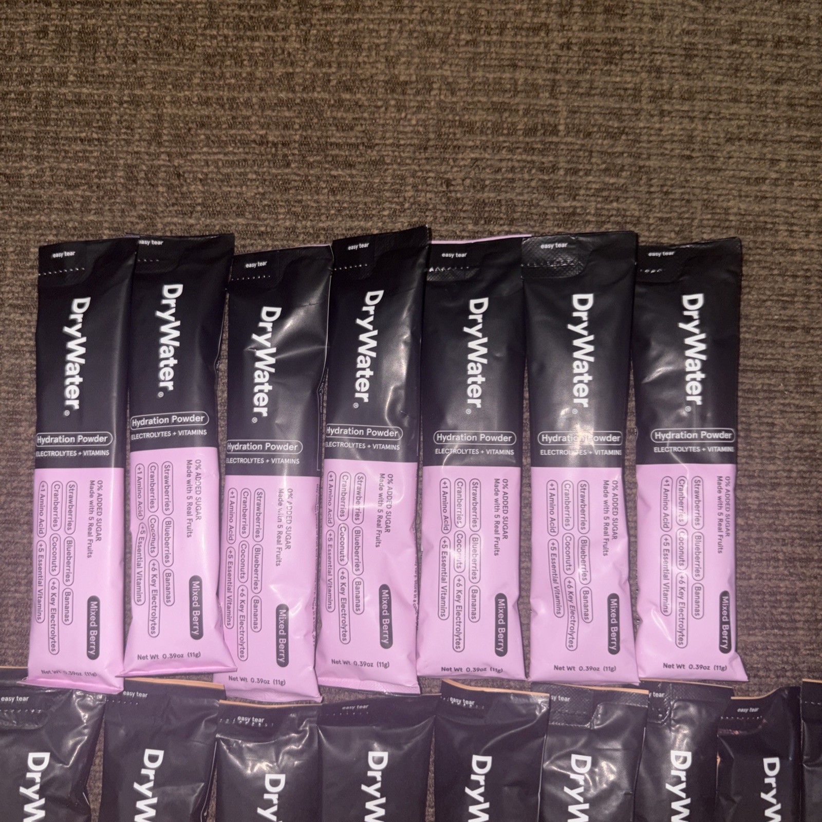 DryWater Hydration Powder Electrolytes + Vitamins 7 Mixed Berry & 10 Peach Mango