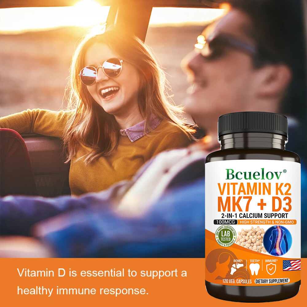 VITAMIN K2 MK7 + D3 2-IN-1 CALCIUM SUPPORT 100MCG HIGH STRENGTH & NON-GMO