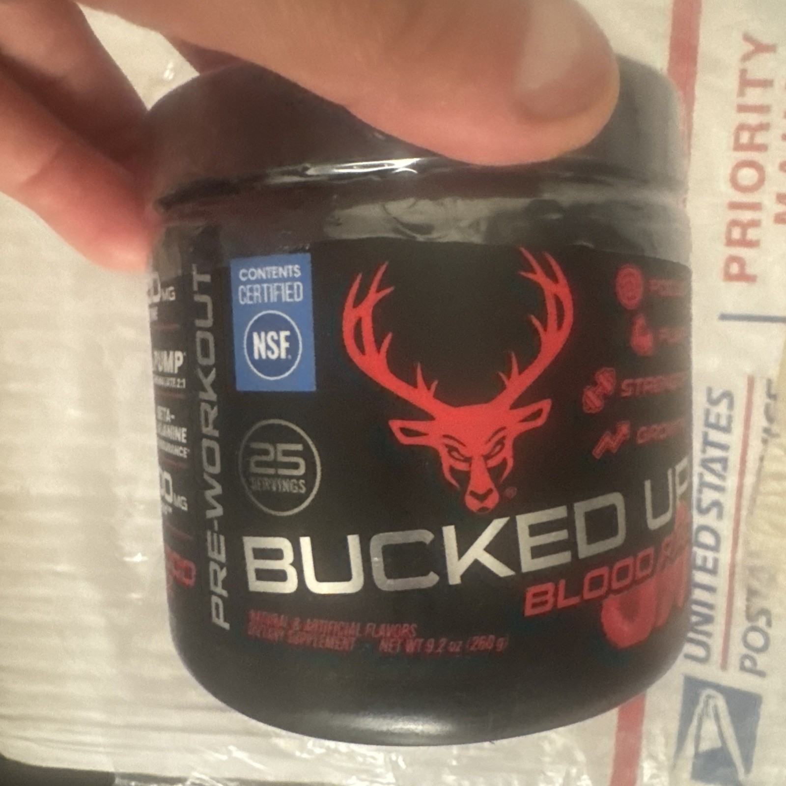 Bucked Blood Razz Energy Support Powder – 8.68oz. Exp 5/27 And Later