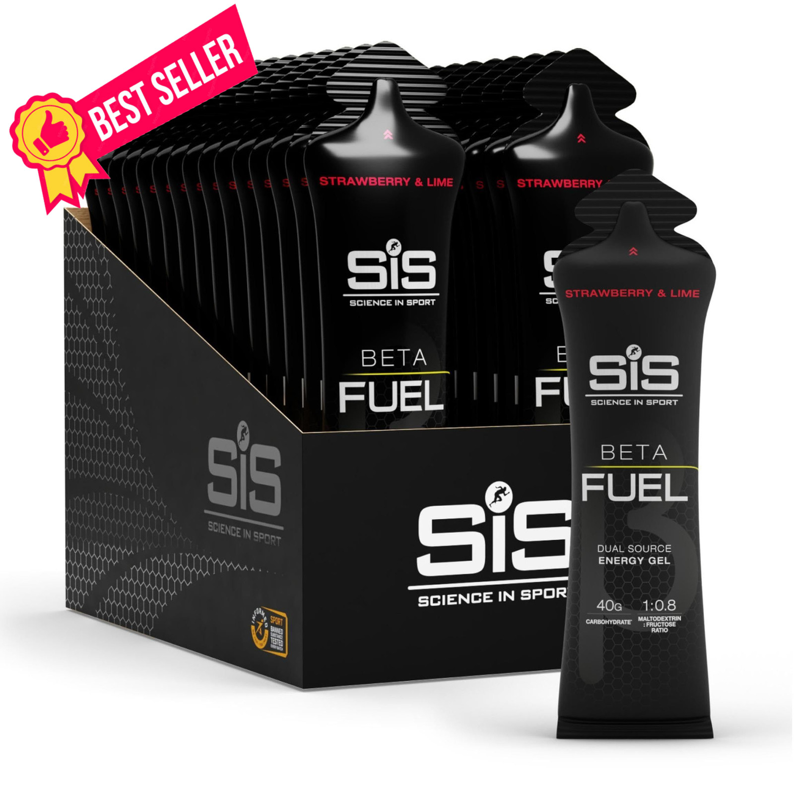Science in Sport BETA Fuel Gel – 2.03 Fl Oz (Pack of 30), Strawberry/Lime