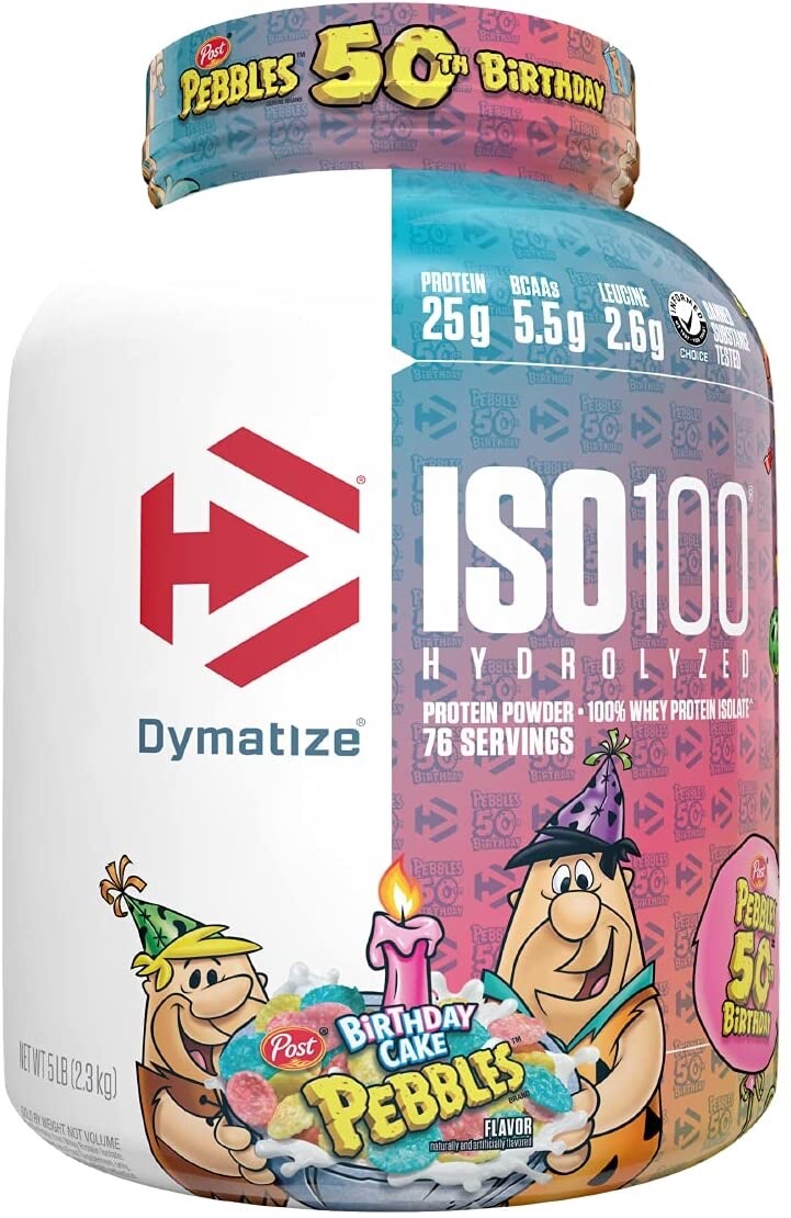 Dymatize ISO100 Hydrolyzed Protein Powder 100% Whey Birthday Cake Pebbles, 5 lb