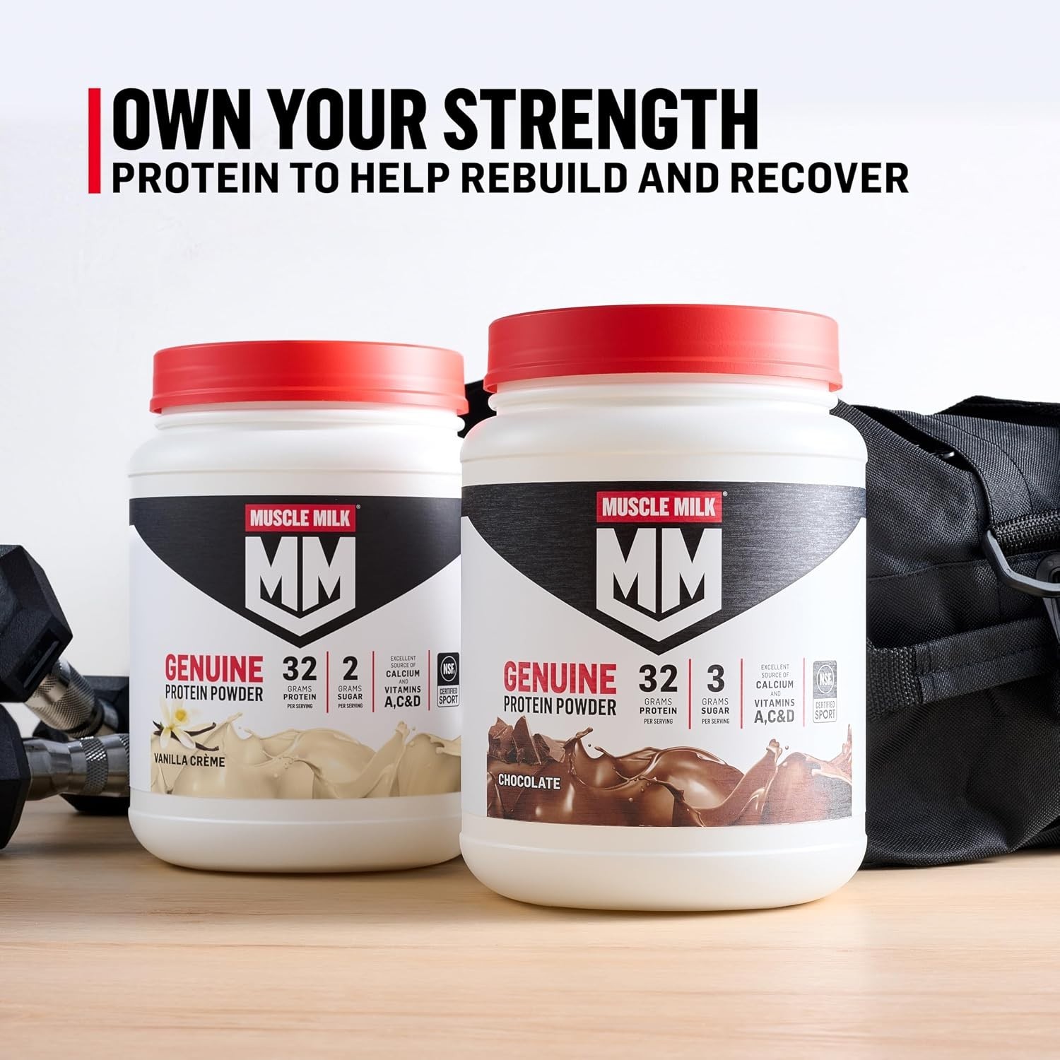 Muscle Milk Genuine Protein Powder Strawberries N Creme 1.93 lbs 13 Servings