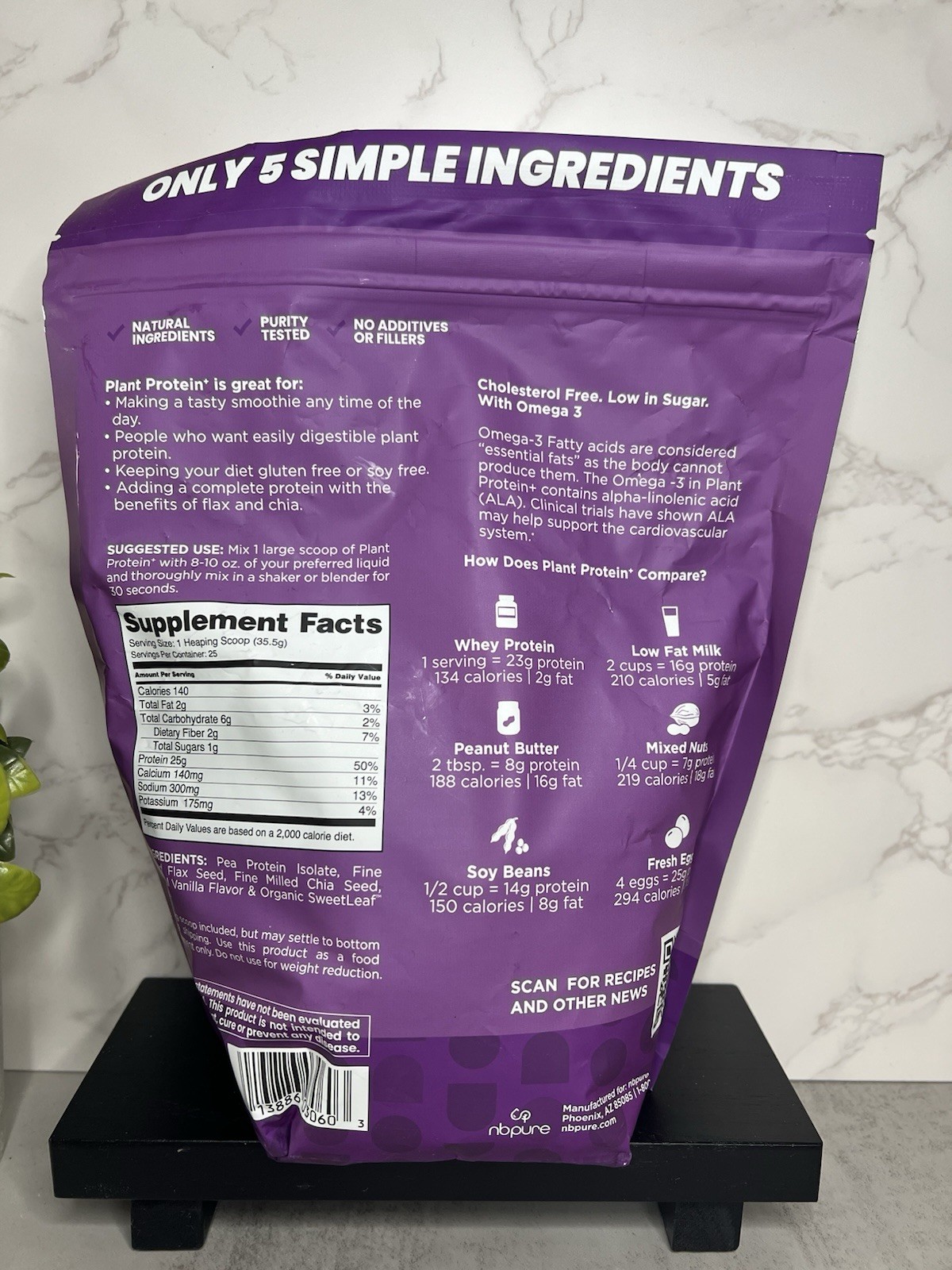nbpure Plant Protein Powder Creamy Vanilla Vegan 25 Serv 1.95lb Exp 11/26