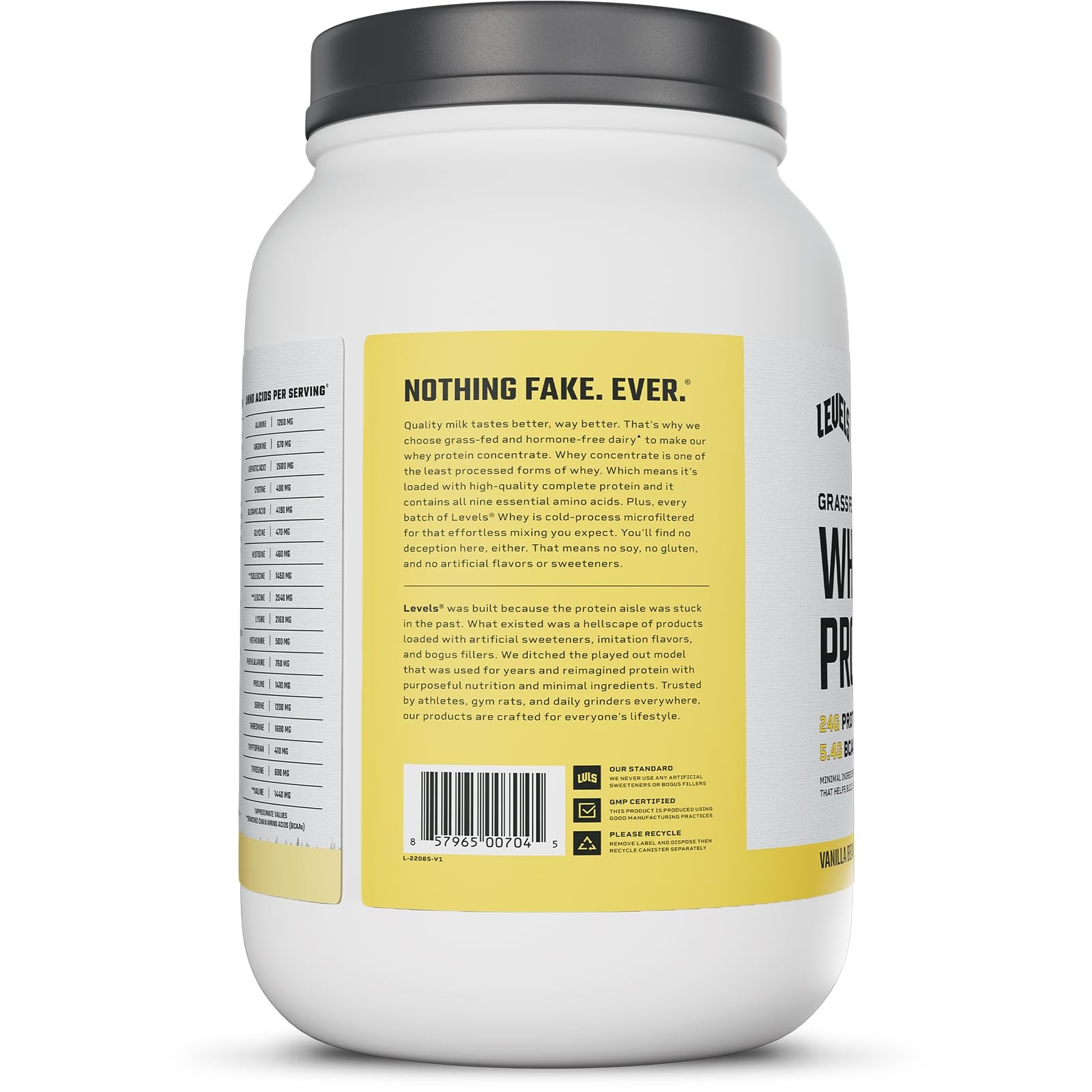 Levels Grass Fed Whey Protein Powder, No Artificials, 24G of Protein, Vanilla…