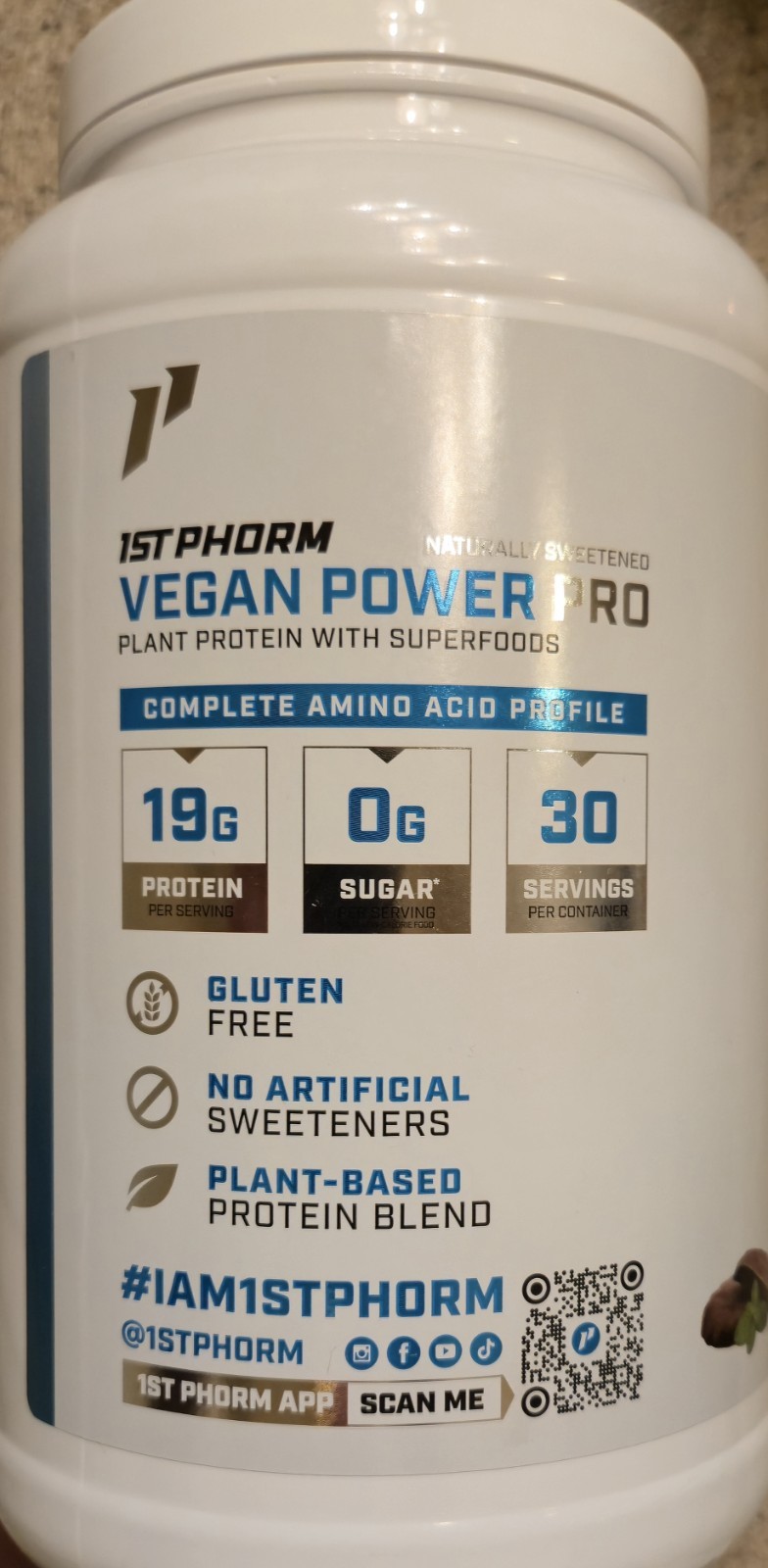 1st Phorm VEGAN POWER PRO PROTEIN 2 lb (30 Serv) Natural Choc Mint BEST BY 11/26